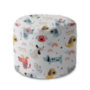 Runder Hocker Fußstütze Rainbow and Dogs-Velvet