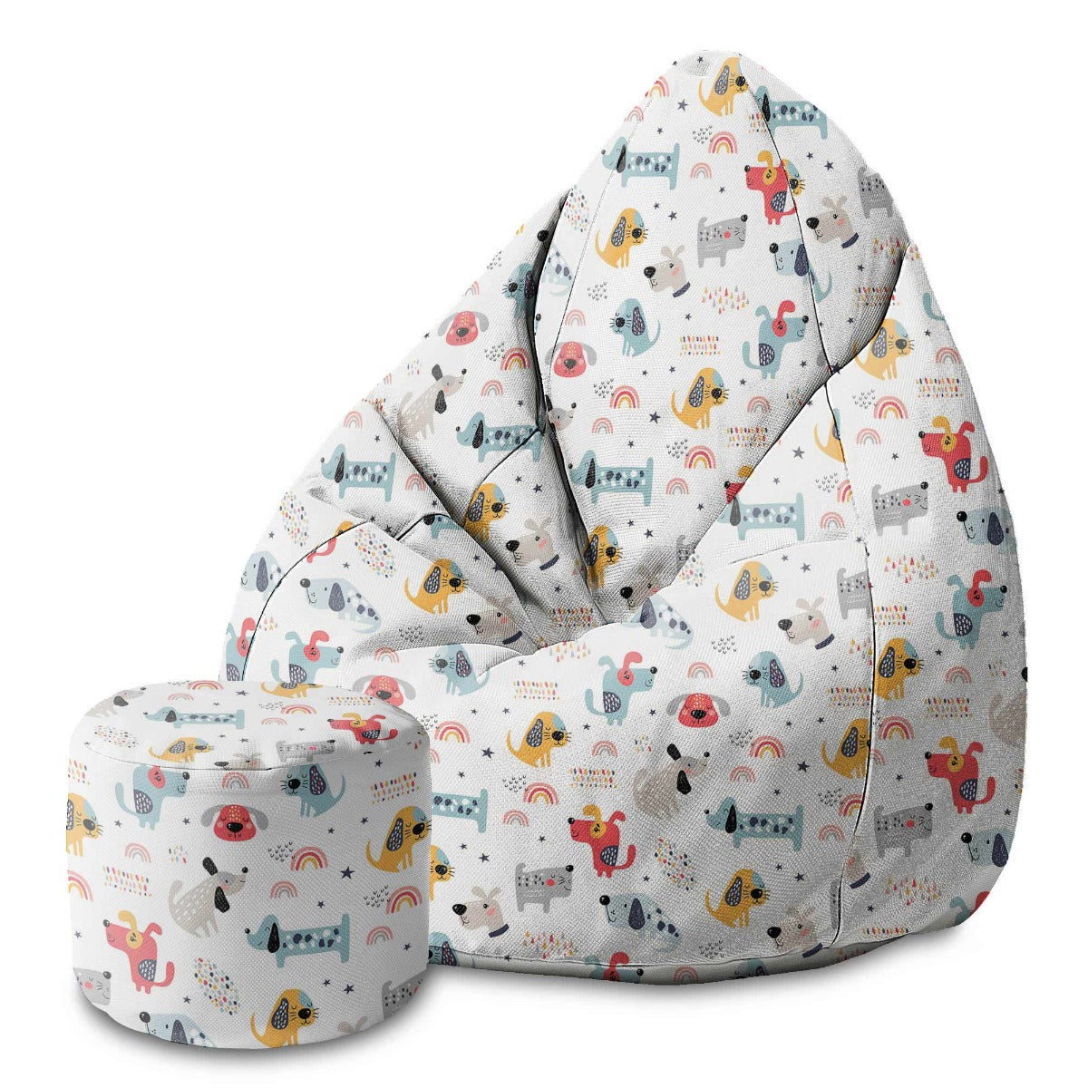 Runder Hocker Fußstütze Rainbow and Dogs-Velvet