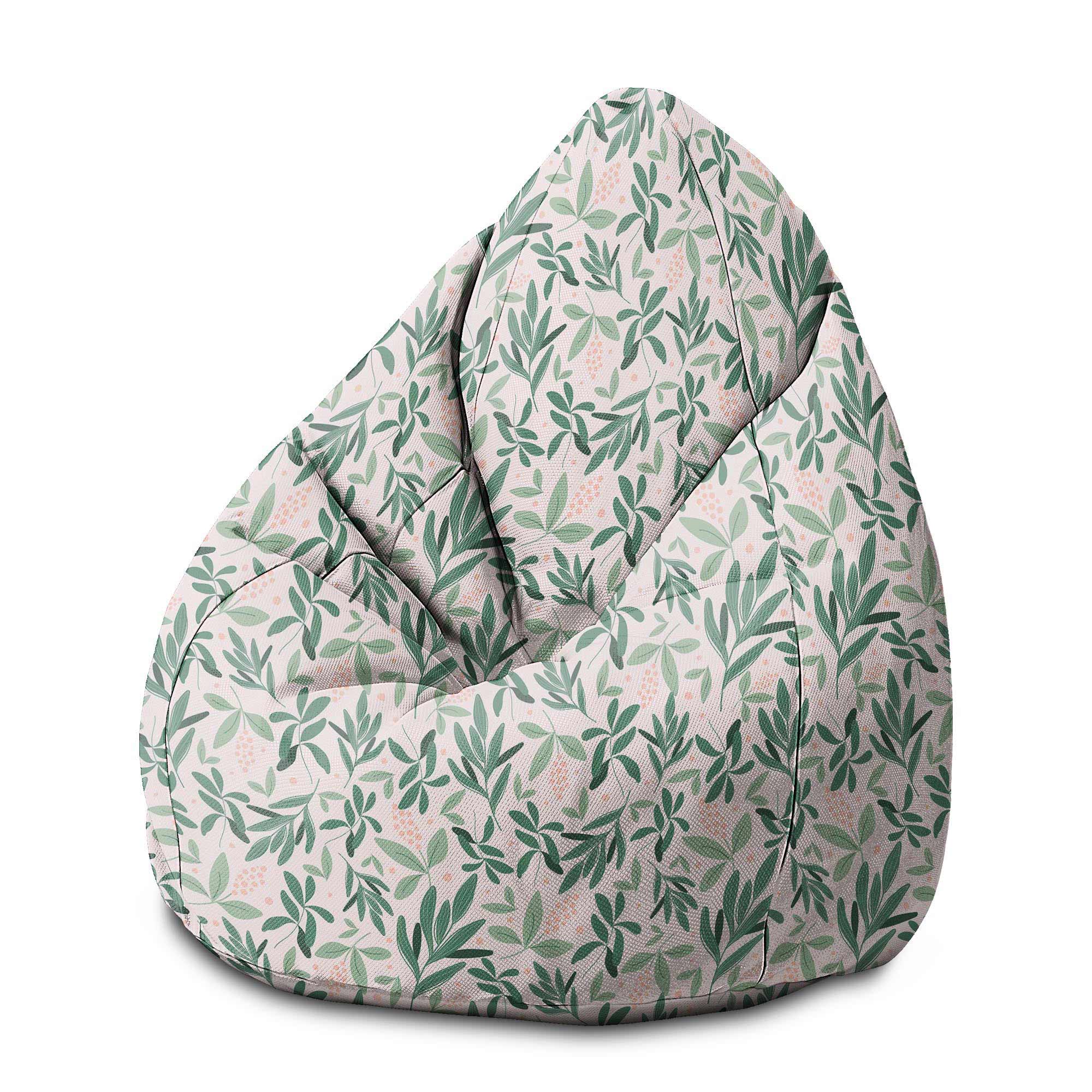 Puf Pearshape Olivové listy na růžové