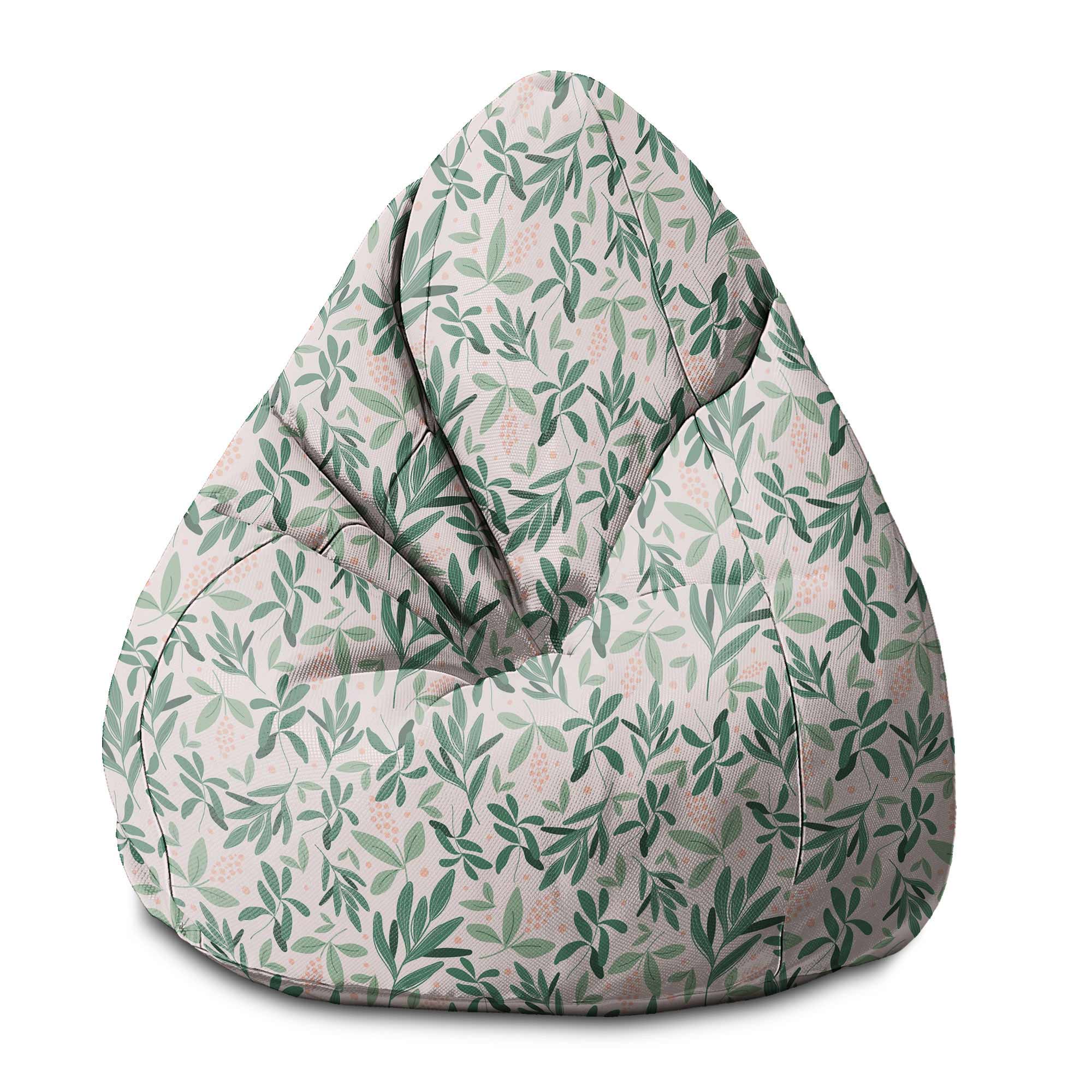 Puf Pearshape Olivové listy na růžové