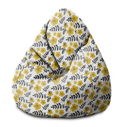 Puf Pearshape Painted Yellow Flowers-S-Velvet