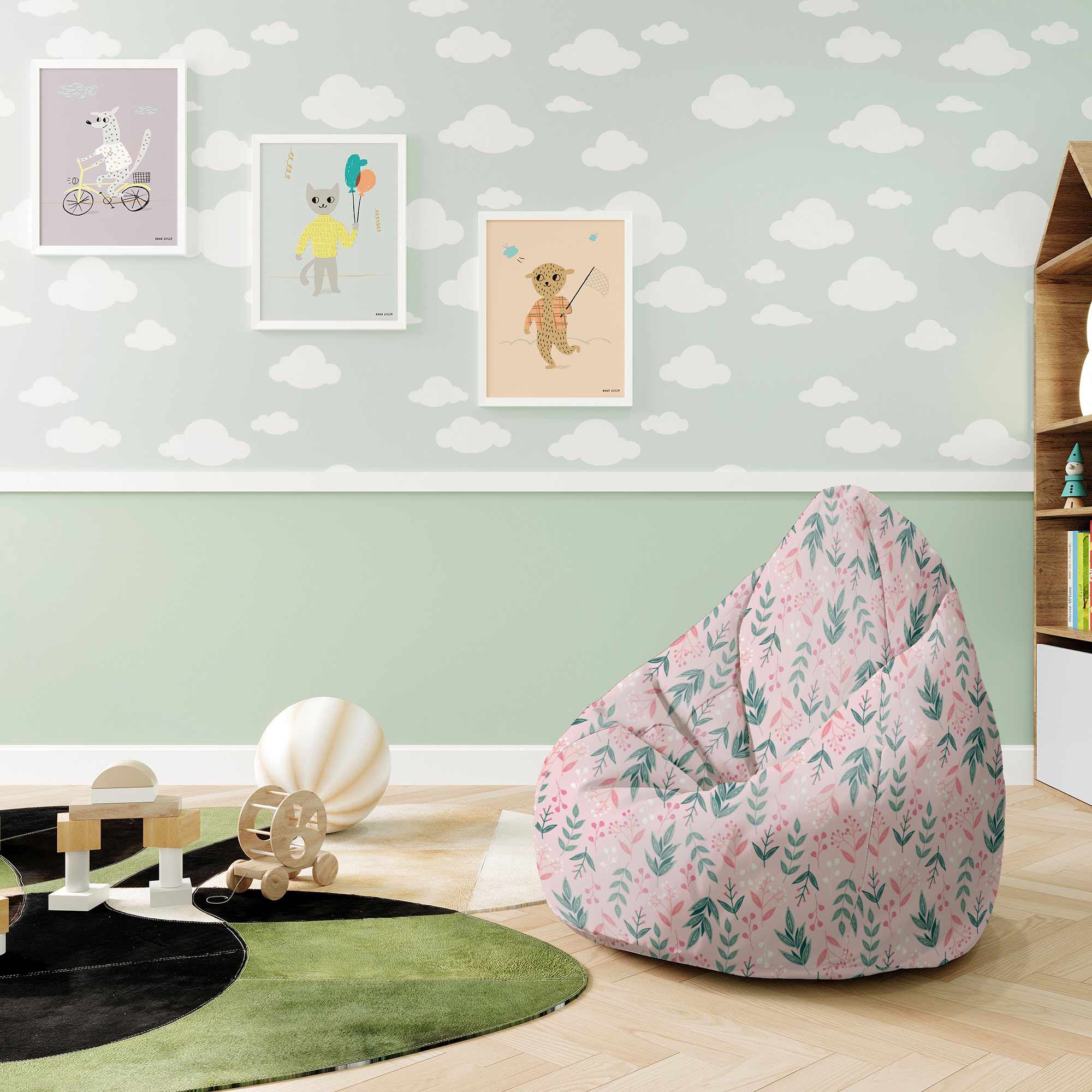 Puf Pearshape Sweet Leaves Pattern-S-Oxford