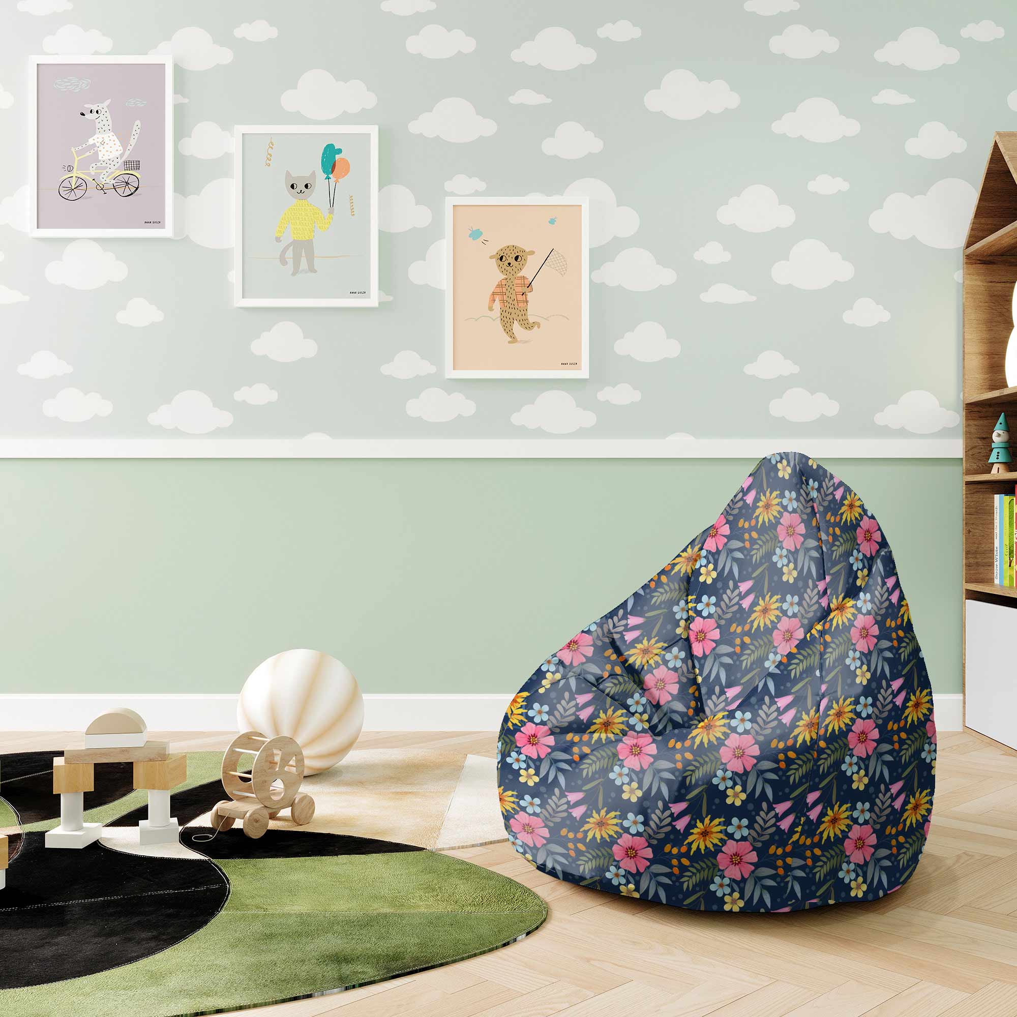 Pearshape Pouf Spring Flowers