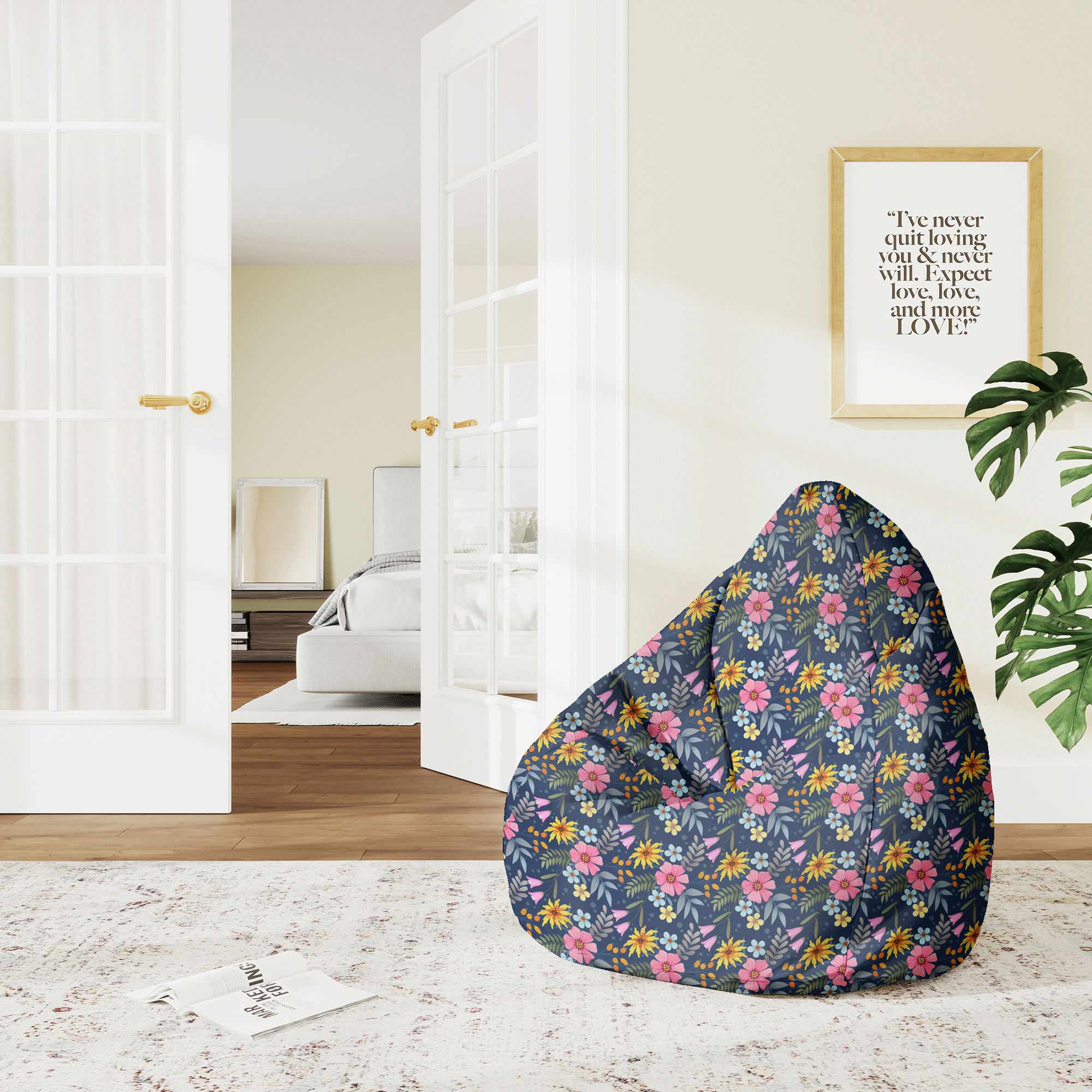 Pearshape Pouf Spring Flowers