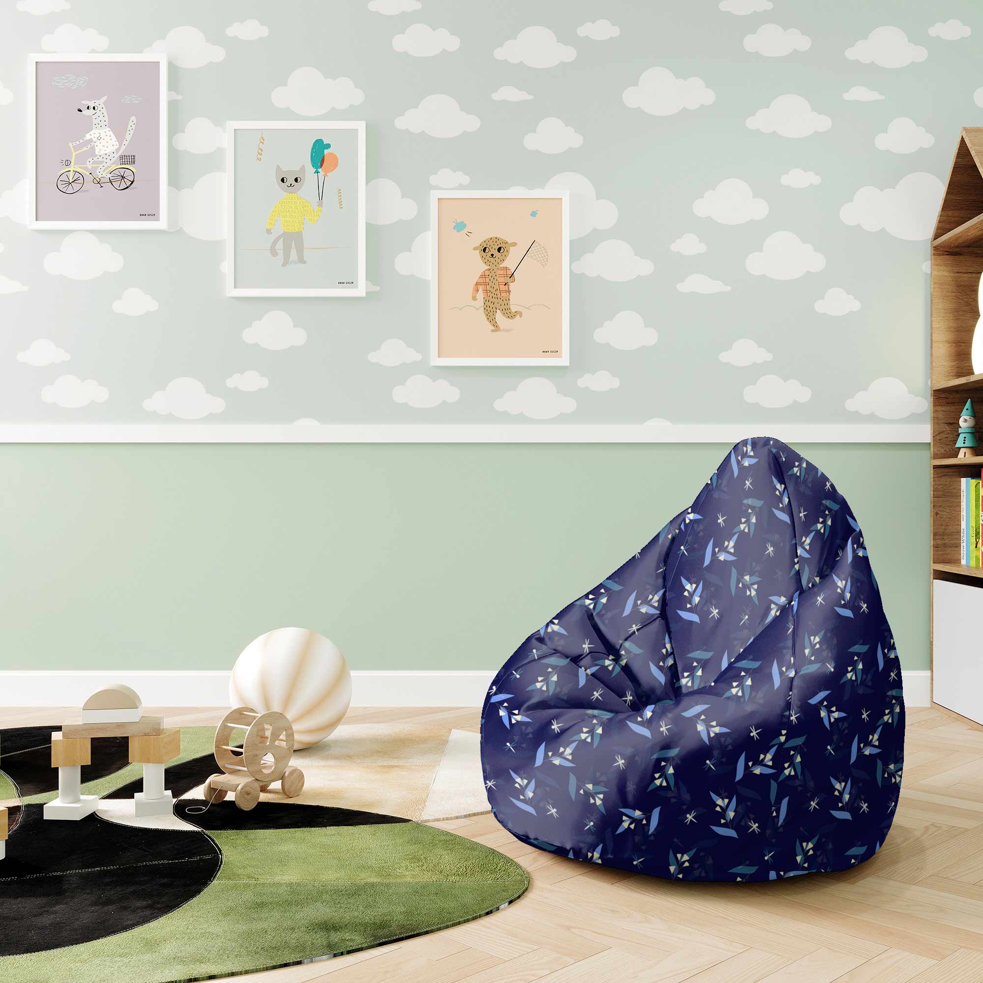 Puf Pearshape Mesiacové Kvety-S-Velvet