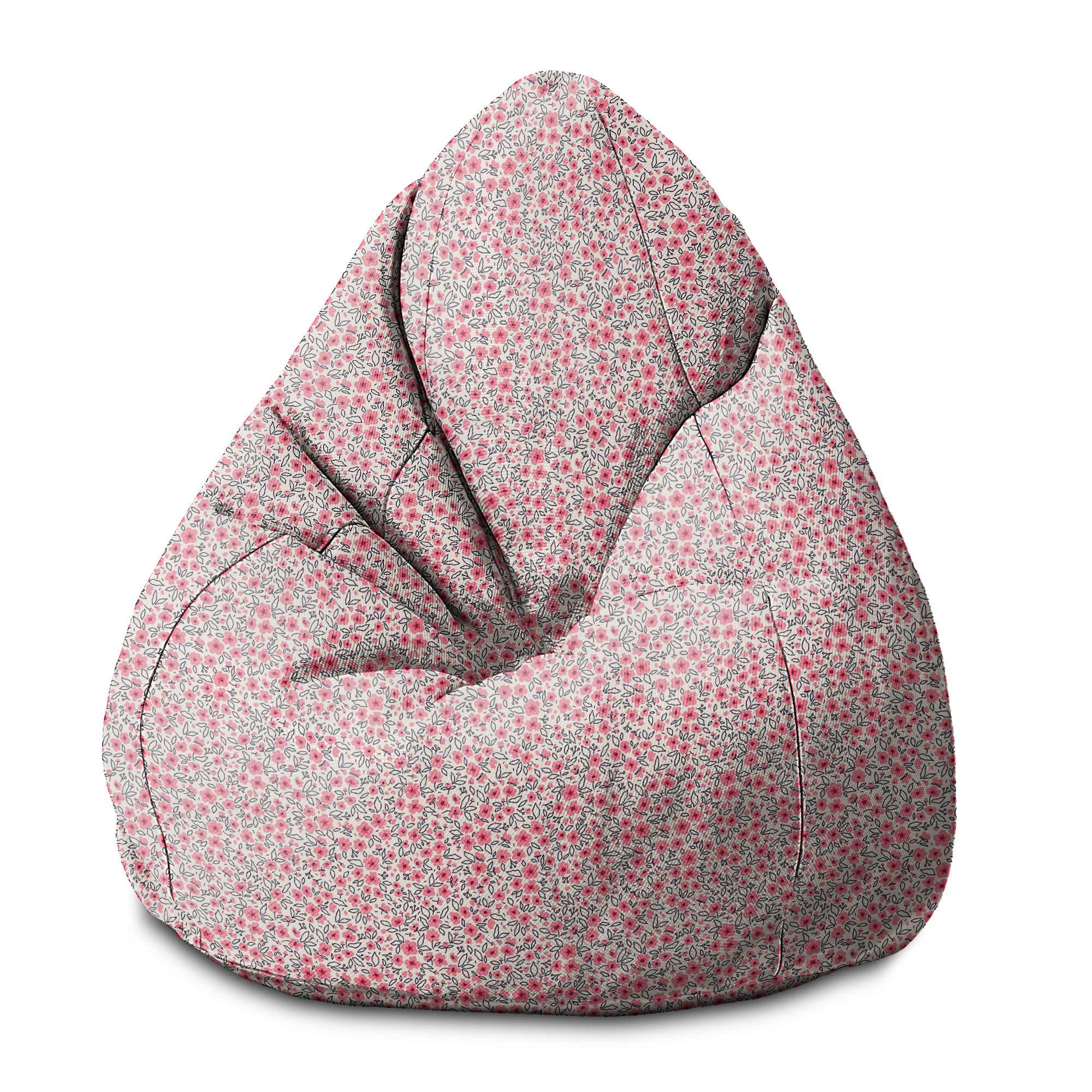 Puf Pearshape Small Pink Flowers-M-Velvet