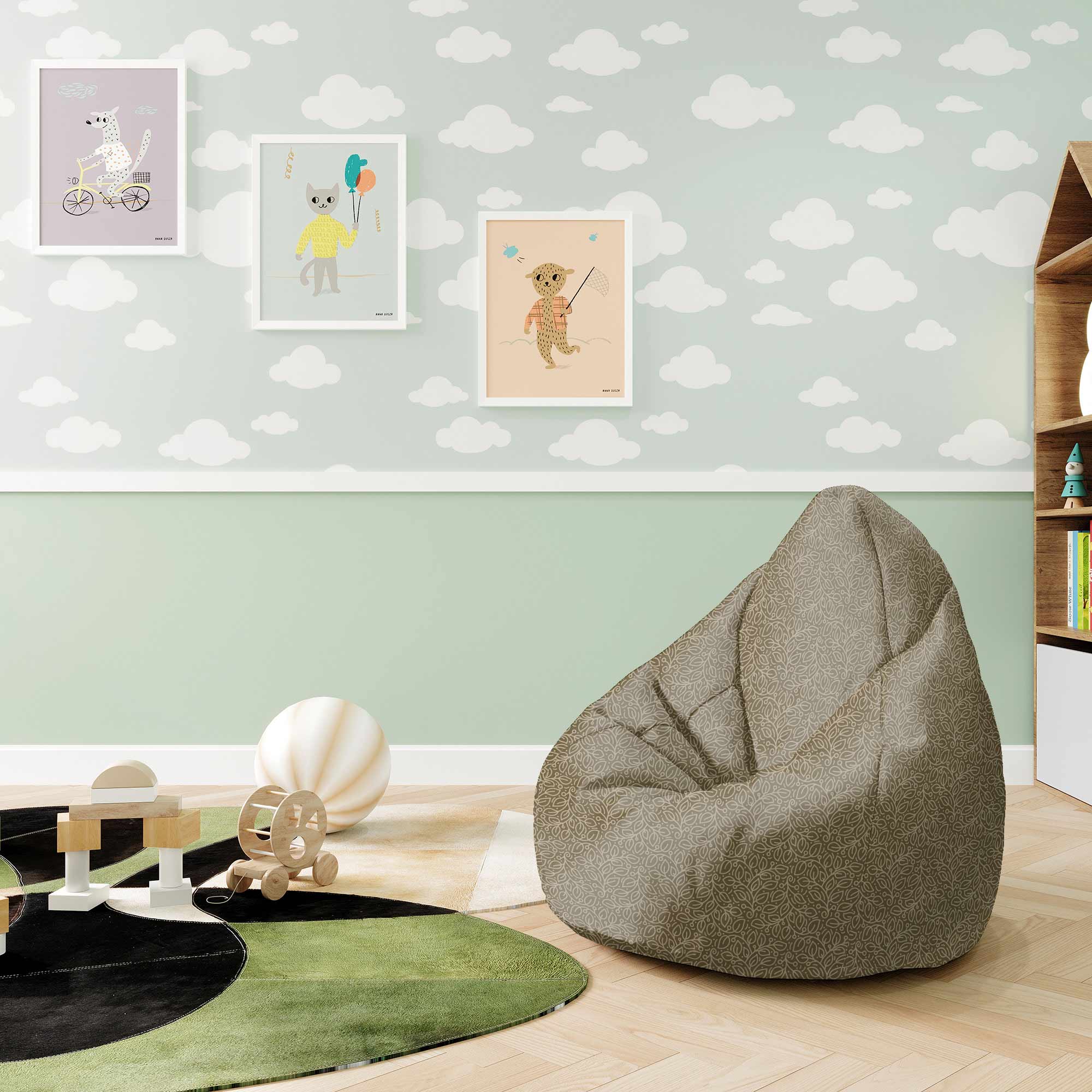Puf Pearshape More Leaves Beige