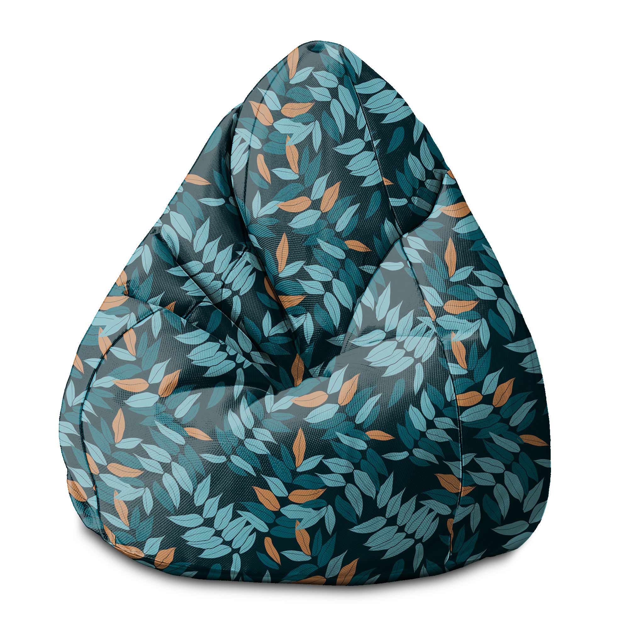 Puf Pearshape Minimal Leaves Pattern-S-Velvet