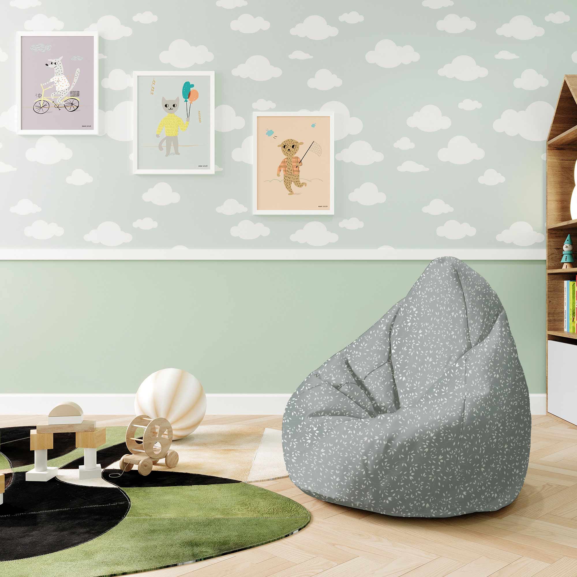 Puf Birnenform Einfaches Blumenmuster-S-Samt