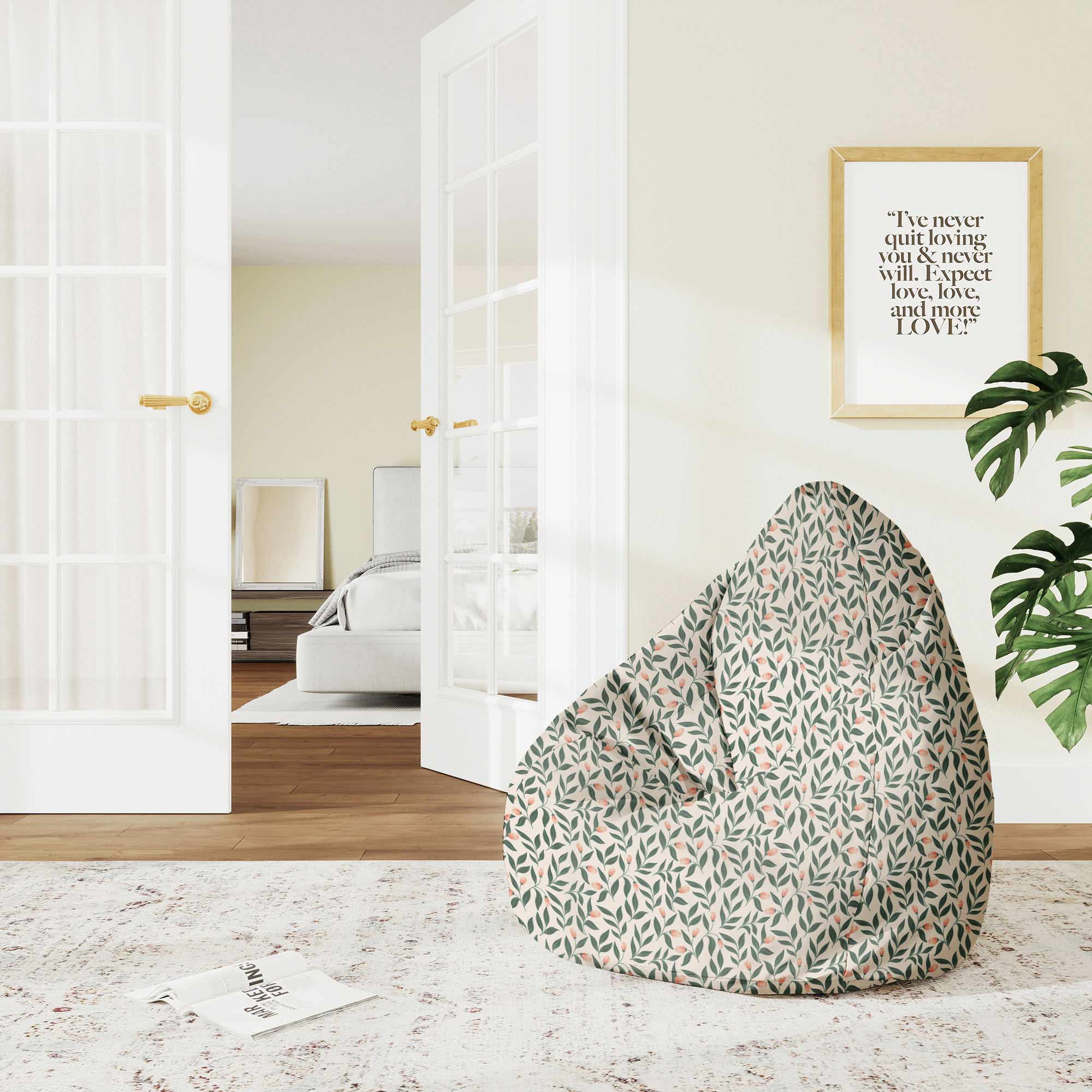 Puf Pearshape Pink Berries Pattern-M-Velvet