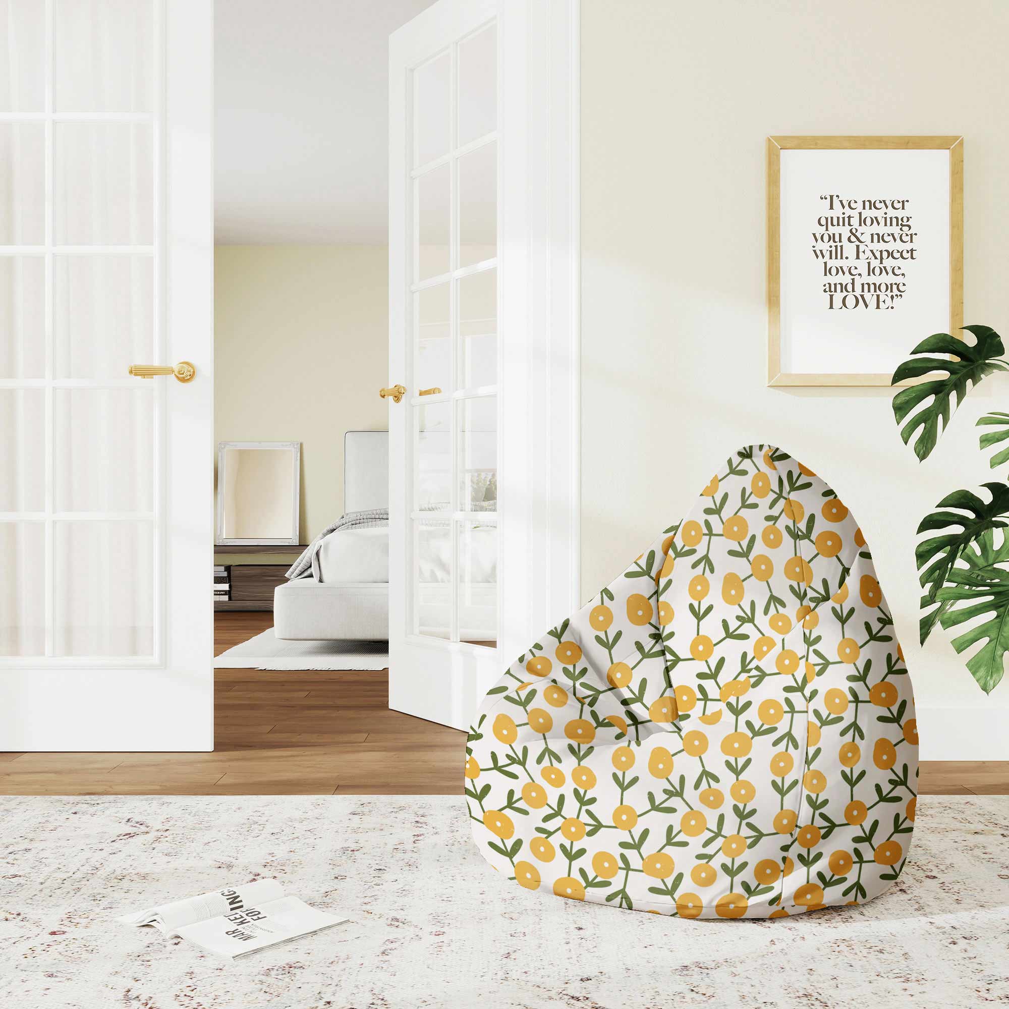 Puf Pearshape Scandinavian Green and Yellow
