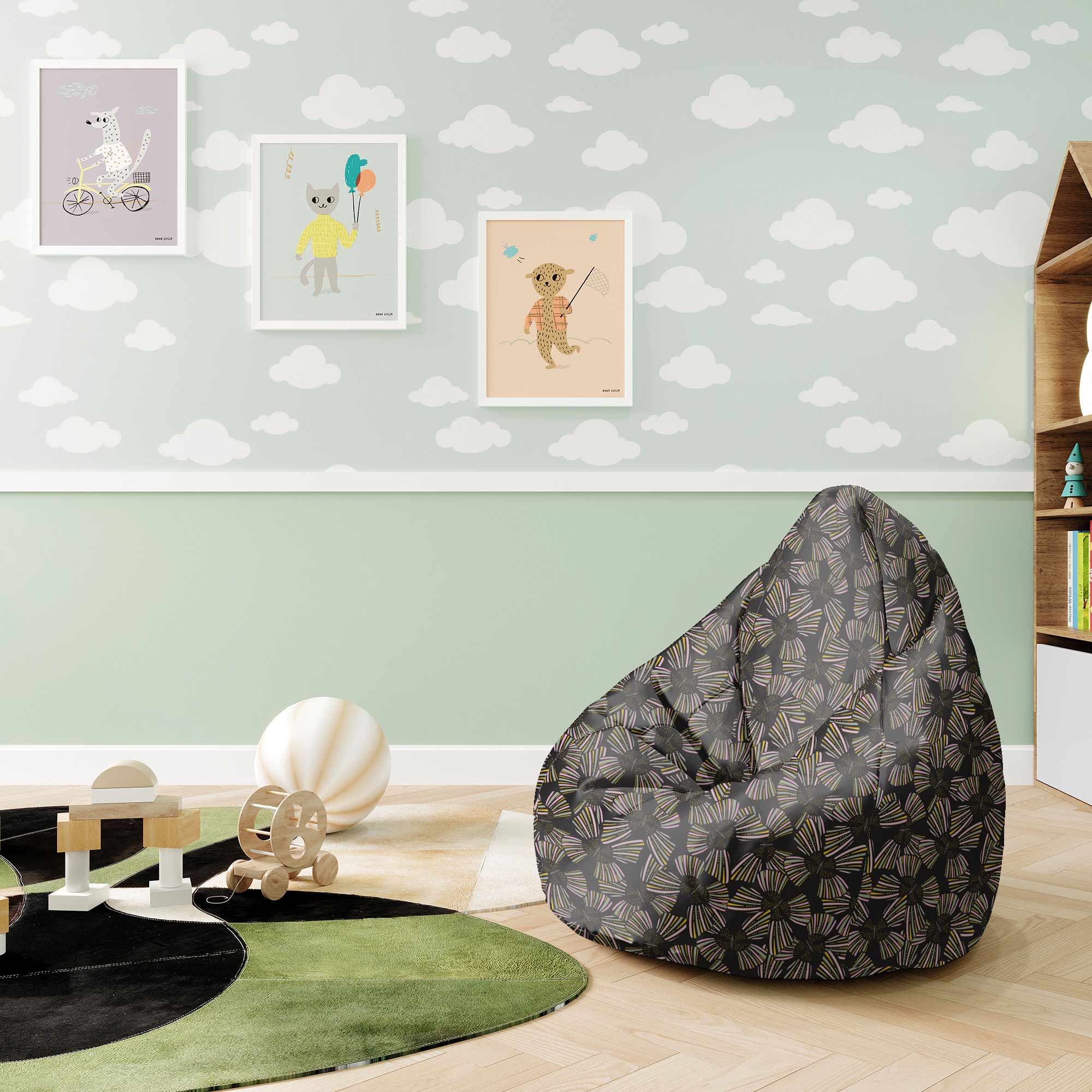 Puf Pearshape Modern Abstract Pattern