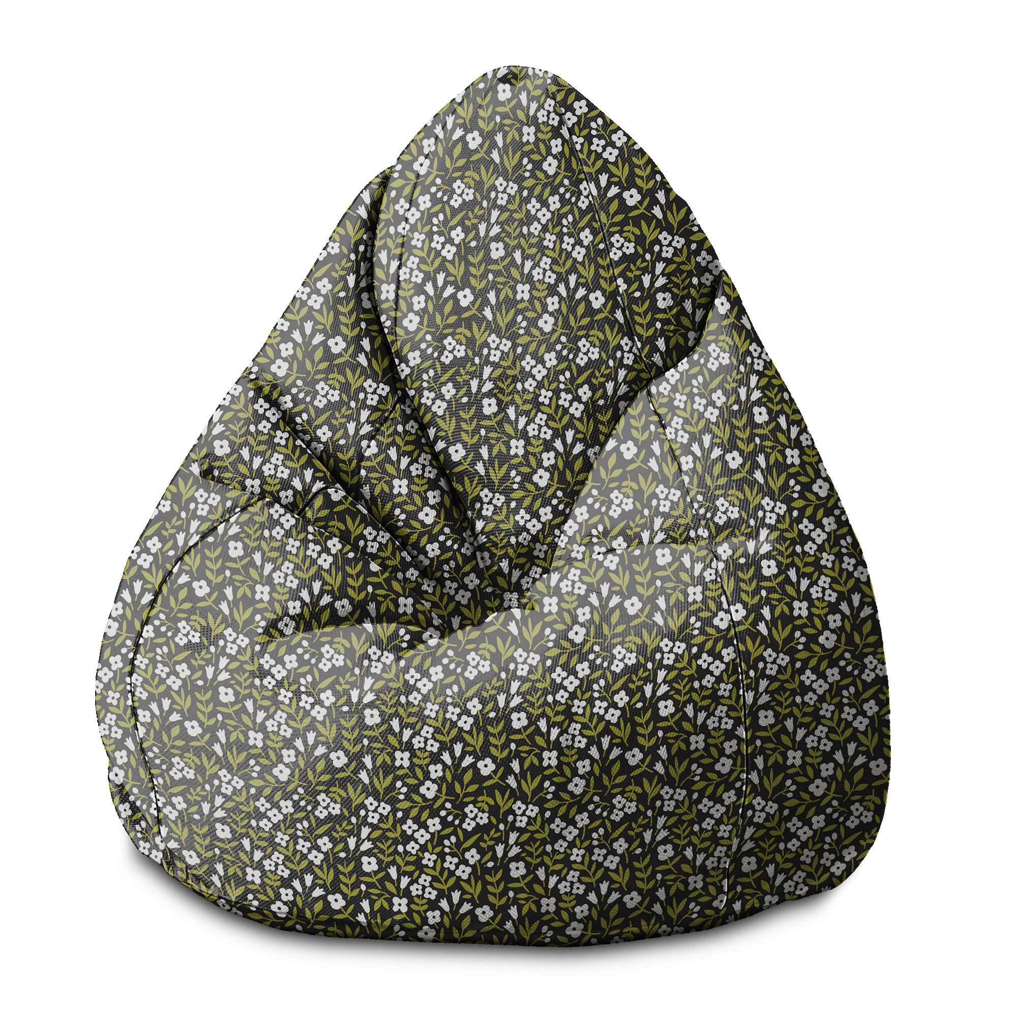 Puf Pearshape White Flower Meadow-M-Oxford