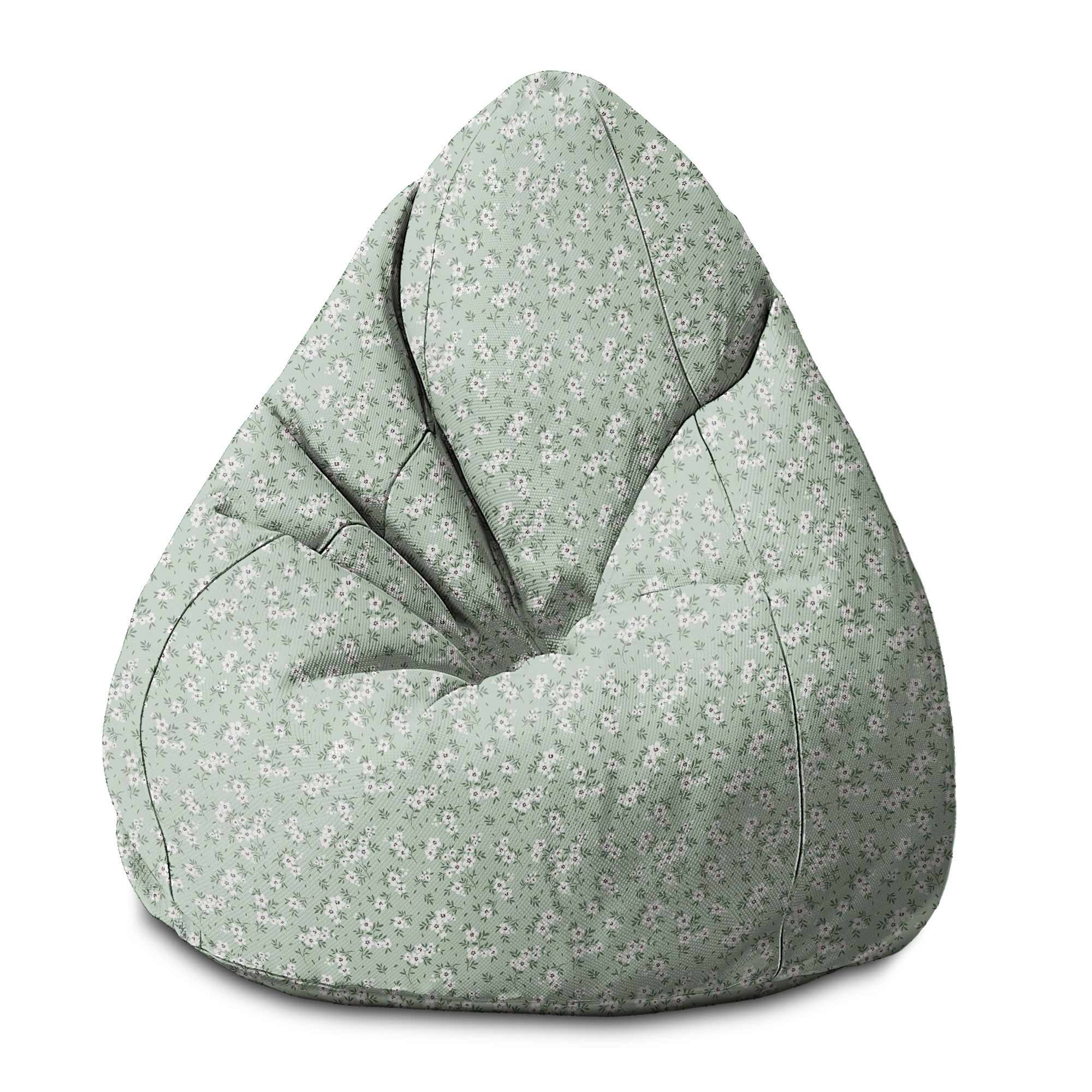 Pearshape Pouf Tiny White Flowers Meadow-S-Oxford