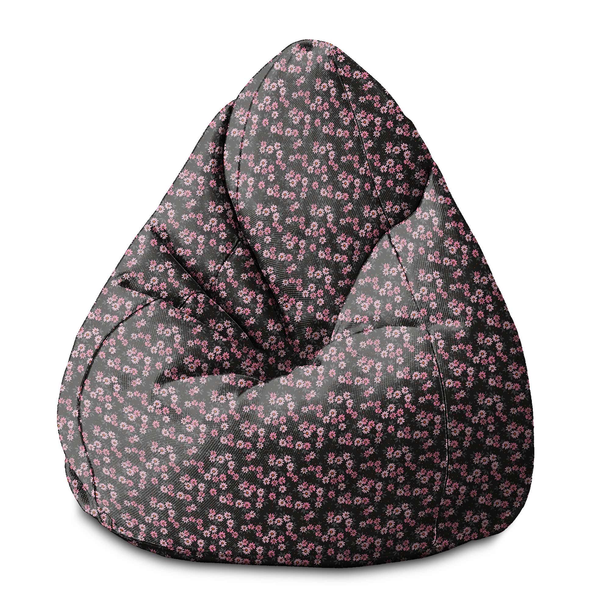 Pear-shaped Pouf Pink Flowers Pattern-M-Oxford