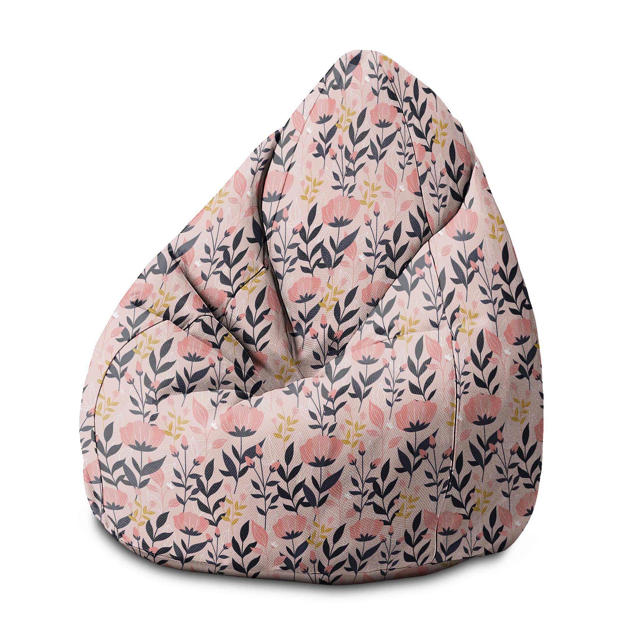Puf Pearshape Ružové a námornícke kvety