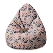 Pear-shaped Pouf Pink and Navy Flowers-S-Velvet
