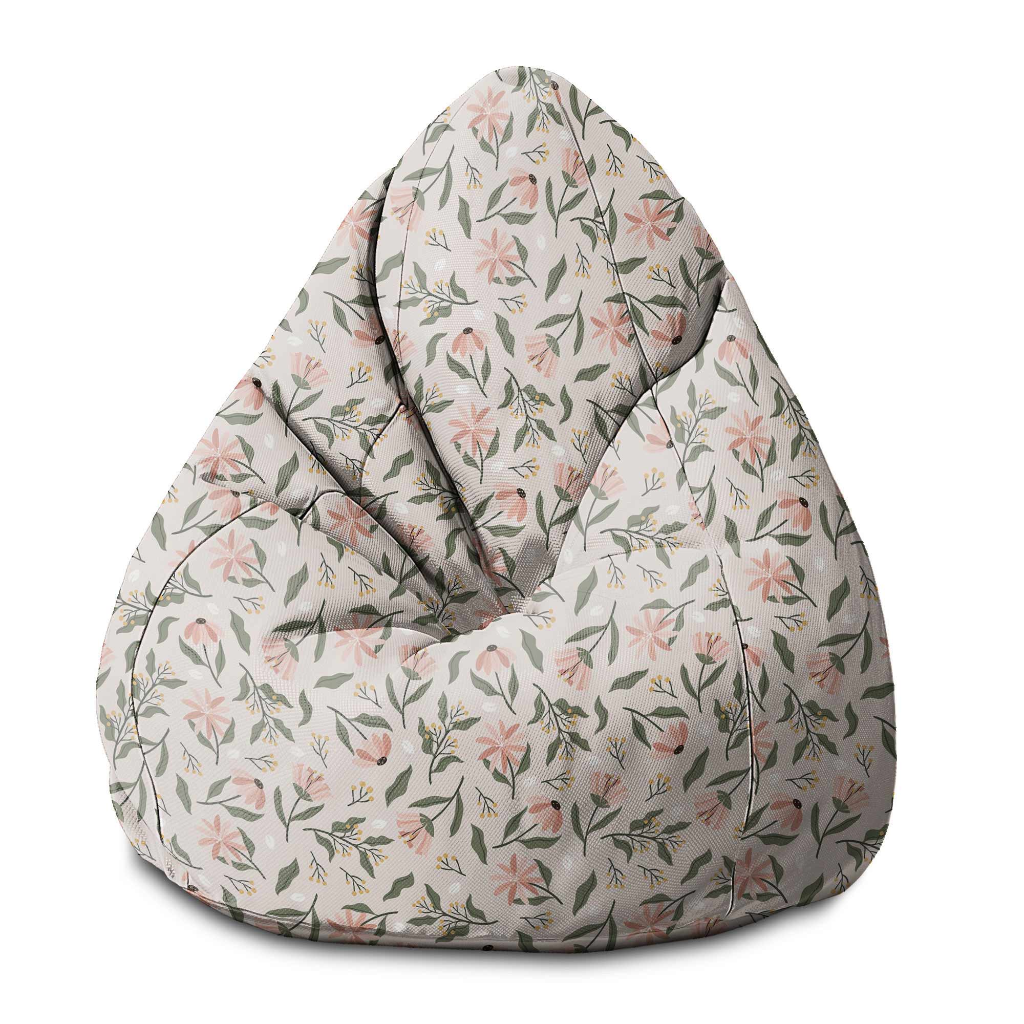 Pear-shaped Pouf Peach Tones Flowers-S-Velvet