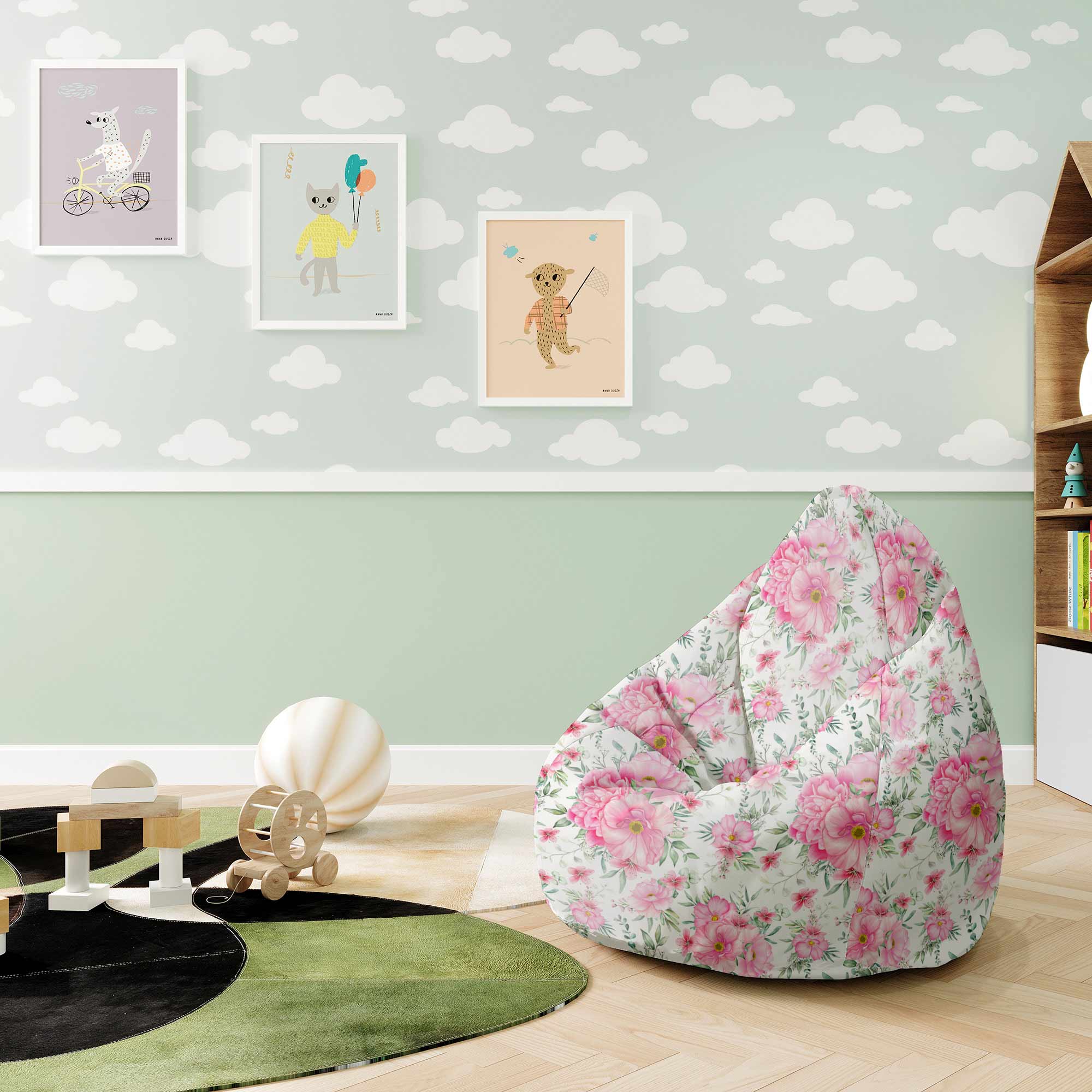 Puf Pearshape Rose Garden-S-Velvet
