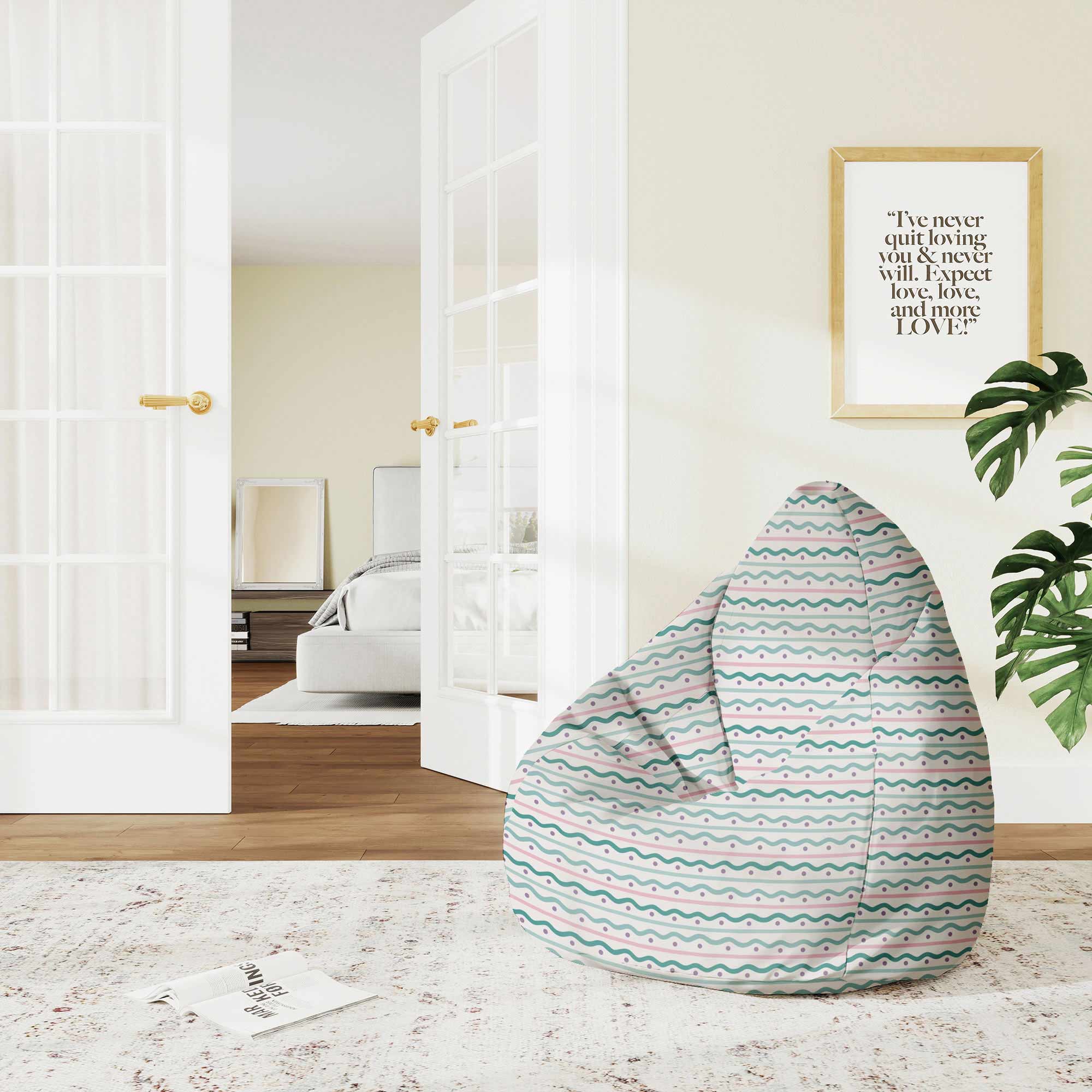 Pearshape Pouf Lines and Dots-M-Oxford