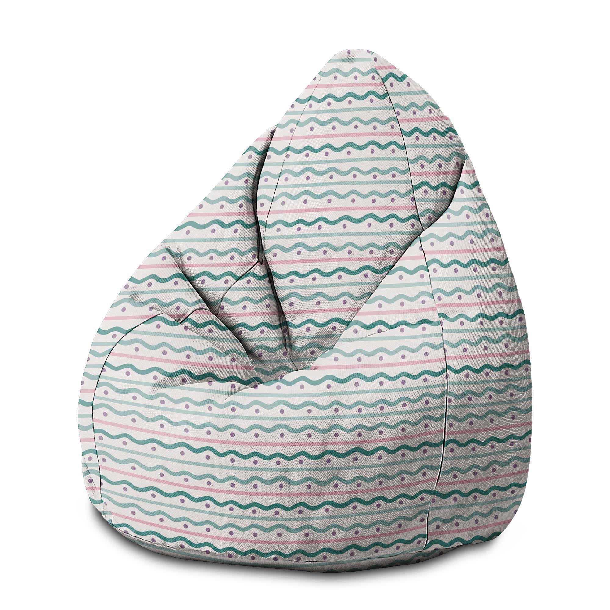 Pearshape Pouf Lines and Dots-M-Oxford