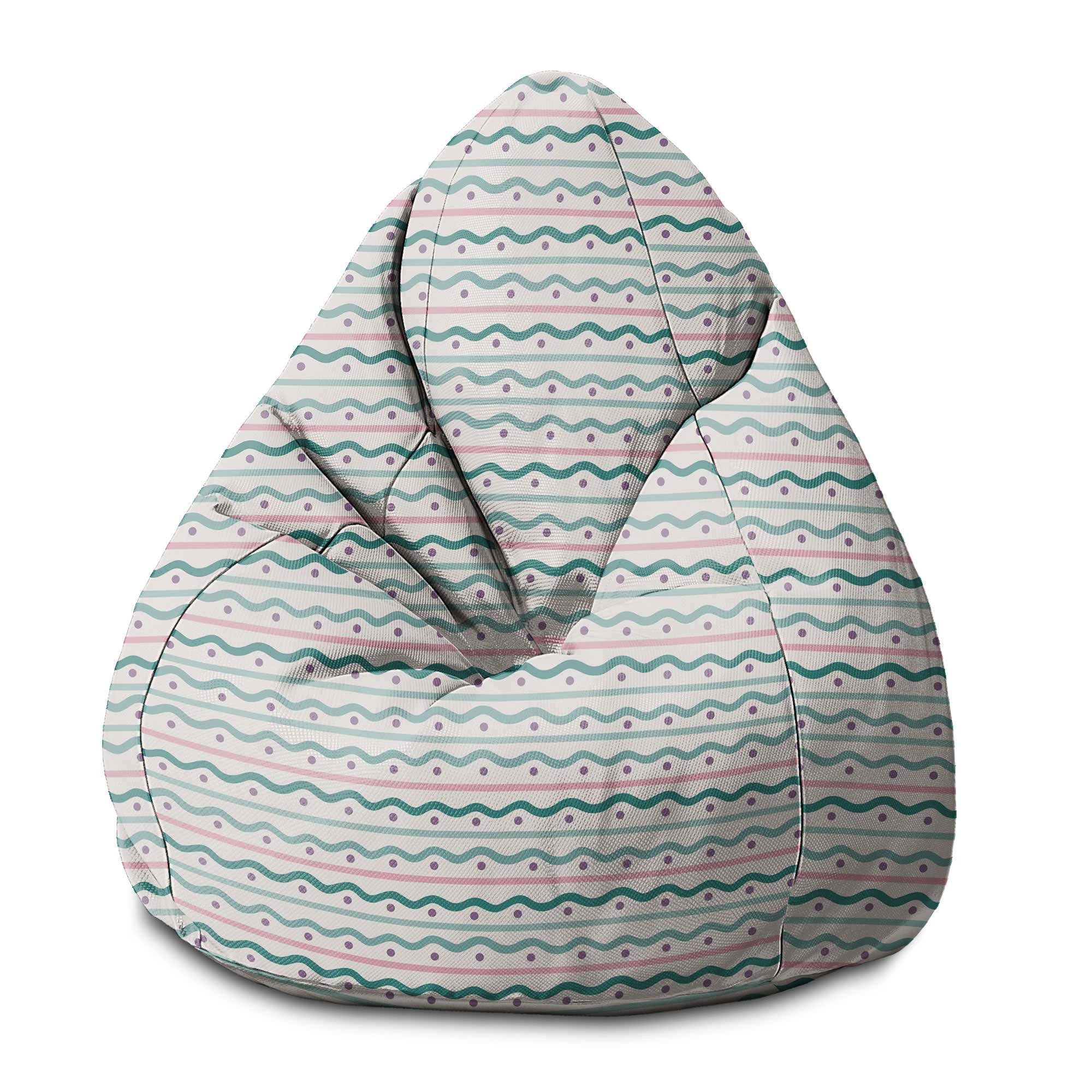 Pearshape Pouf Lines and Dots-M-Oxford