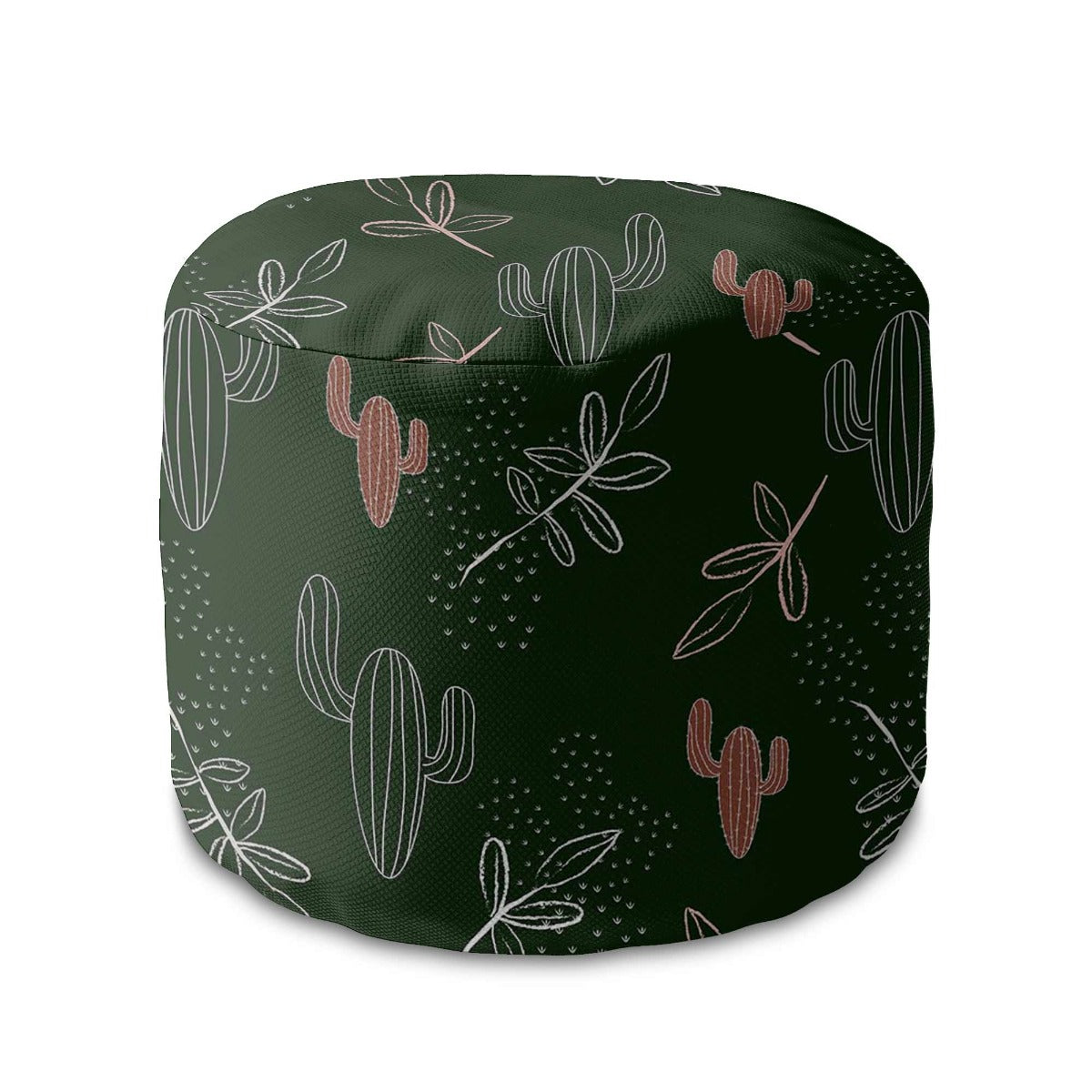 Round Pouf Footstool Cactus Doodles