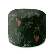 Round Pouf Footstool Cactus Doodles