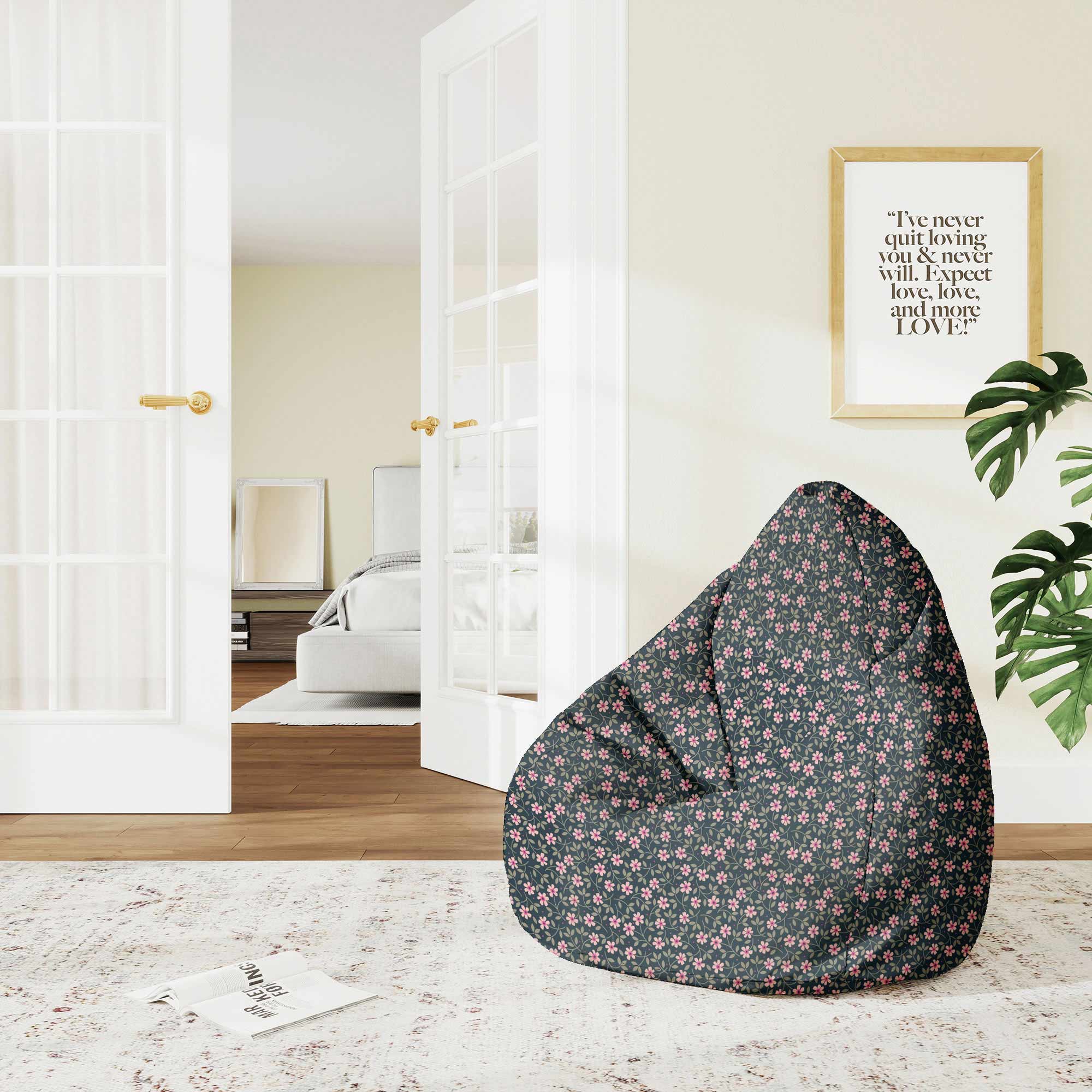 Puf Pearshape Romantic Flowers-M-Oxford