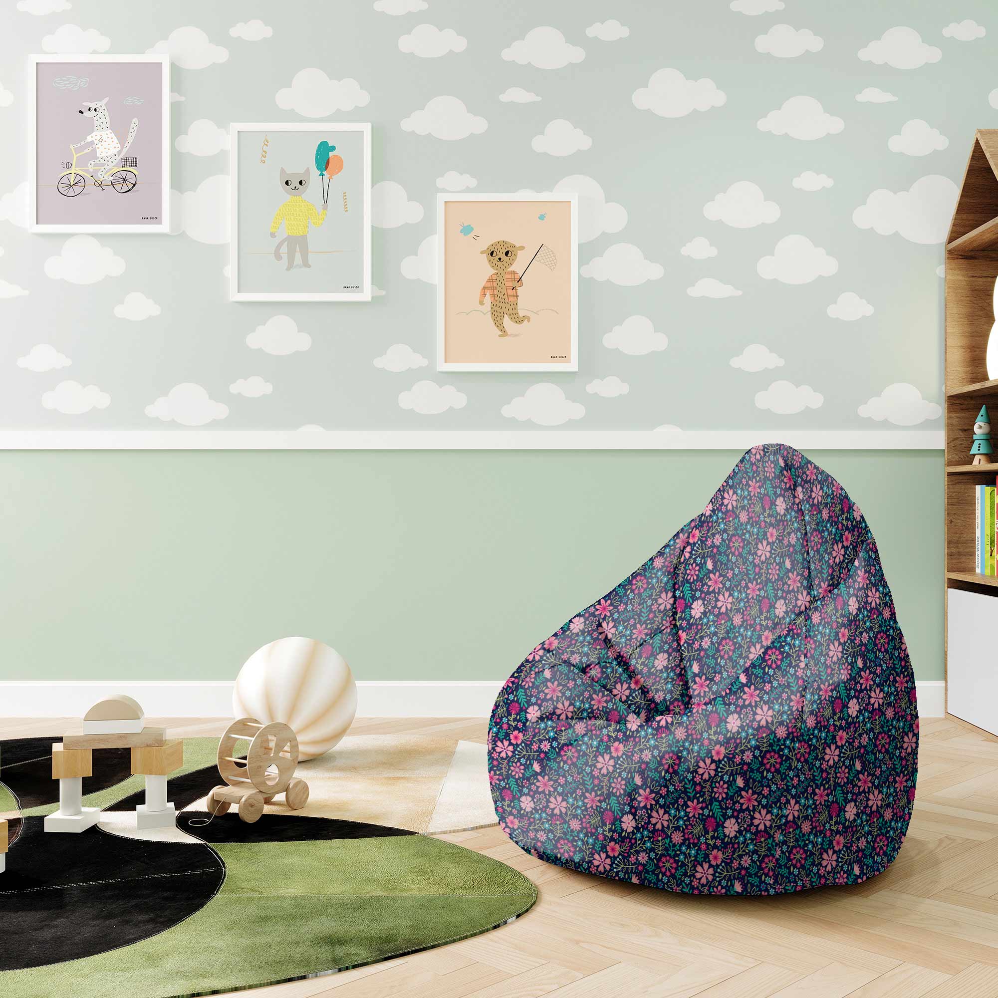 Puf Pearshape Pink Meadow-M-Oxford