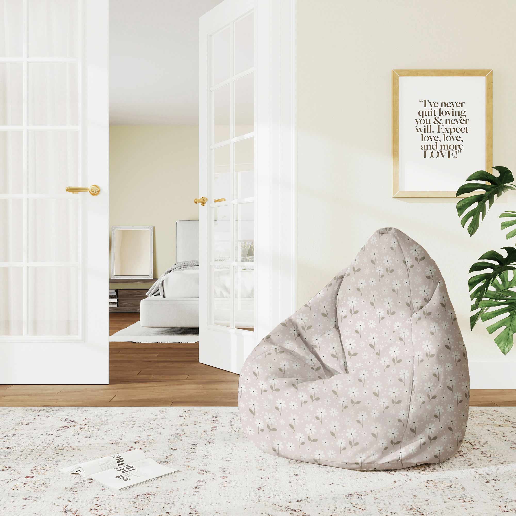 Puf Pearshape Light Flowers-M-Oxford