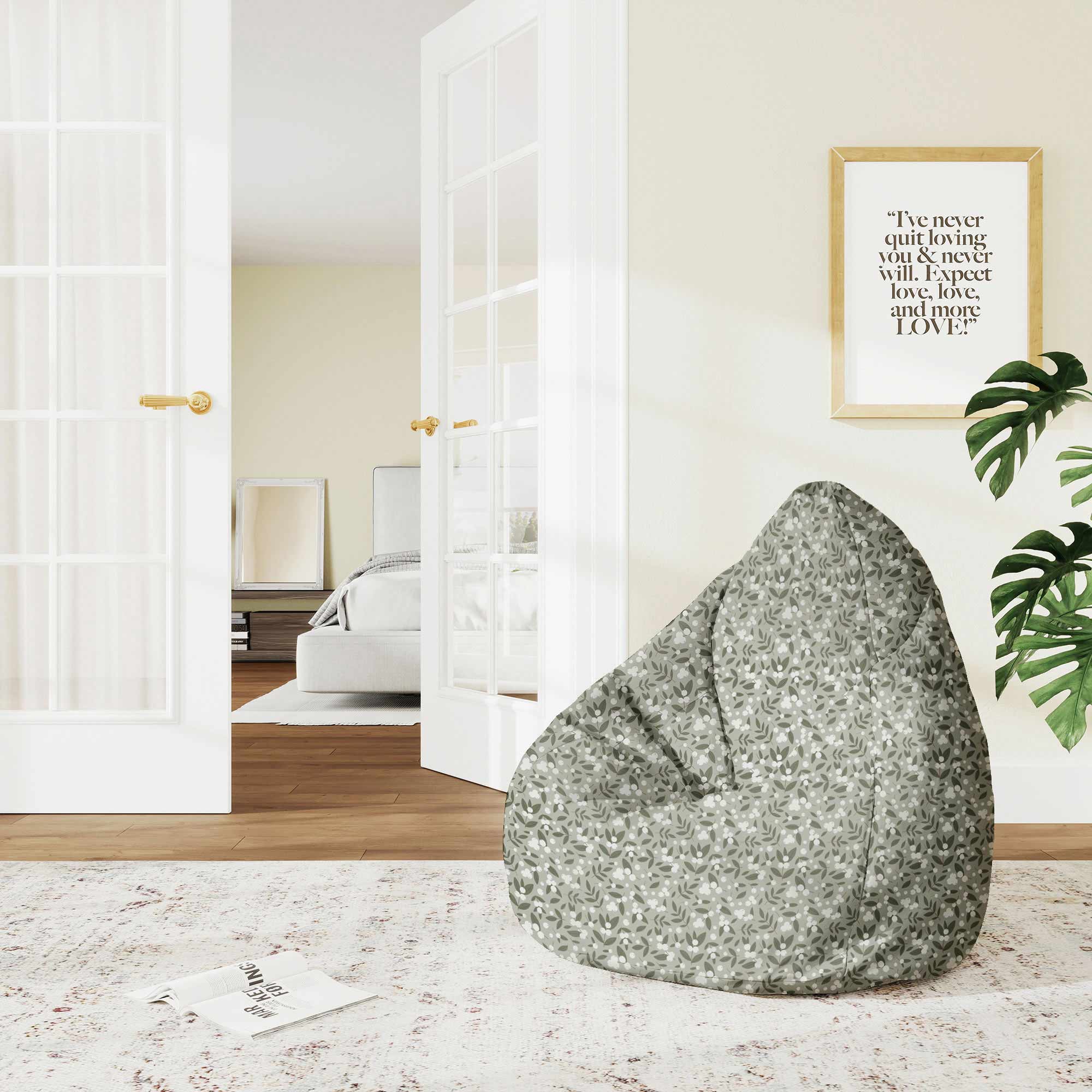 Puf Pearshape White Berries on Olive-S-Velvet