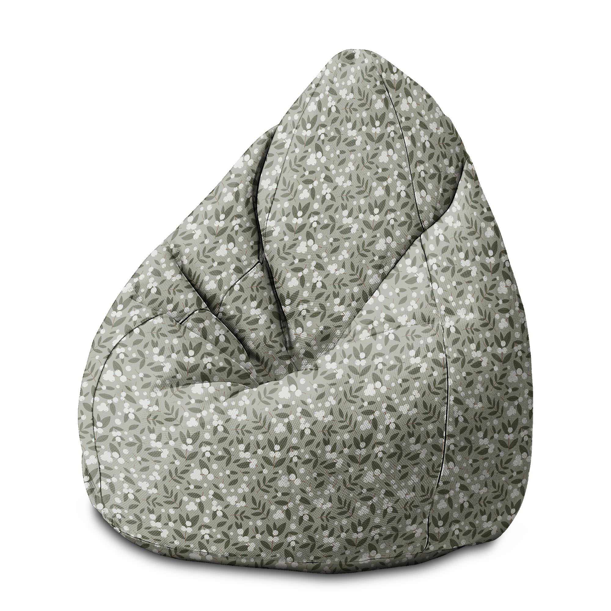 Puf Pearshape White Berries on Olive-S-Velvet