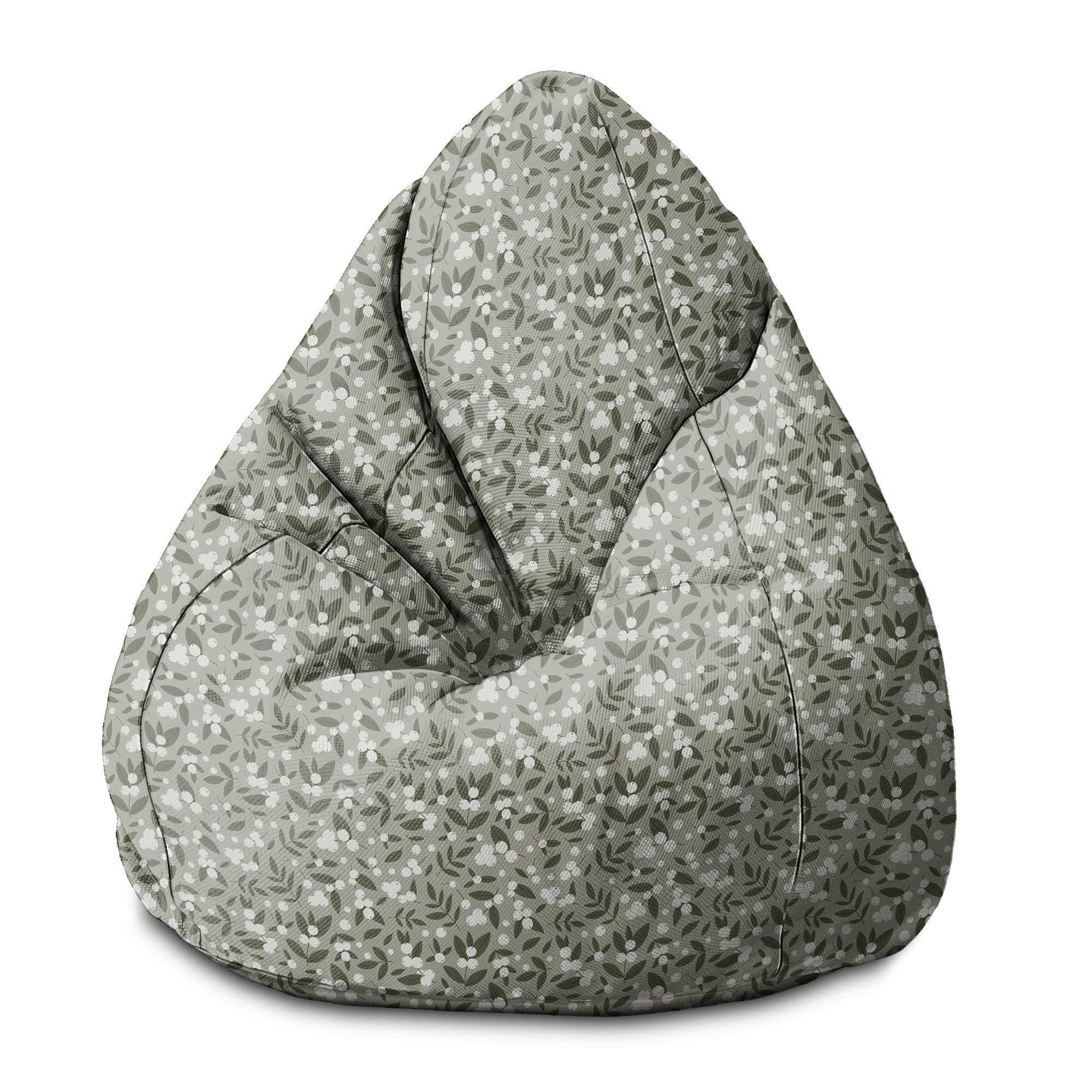 Puf Pearshape White Berries on Olive-S-Velvet