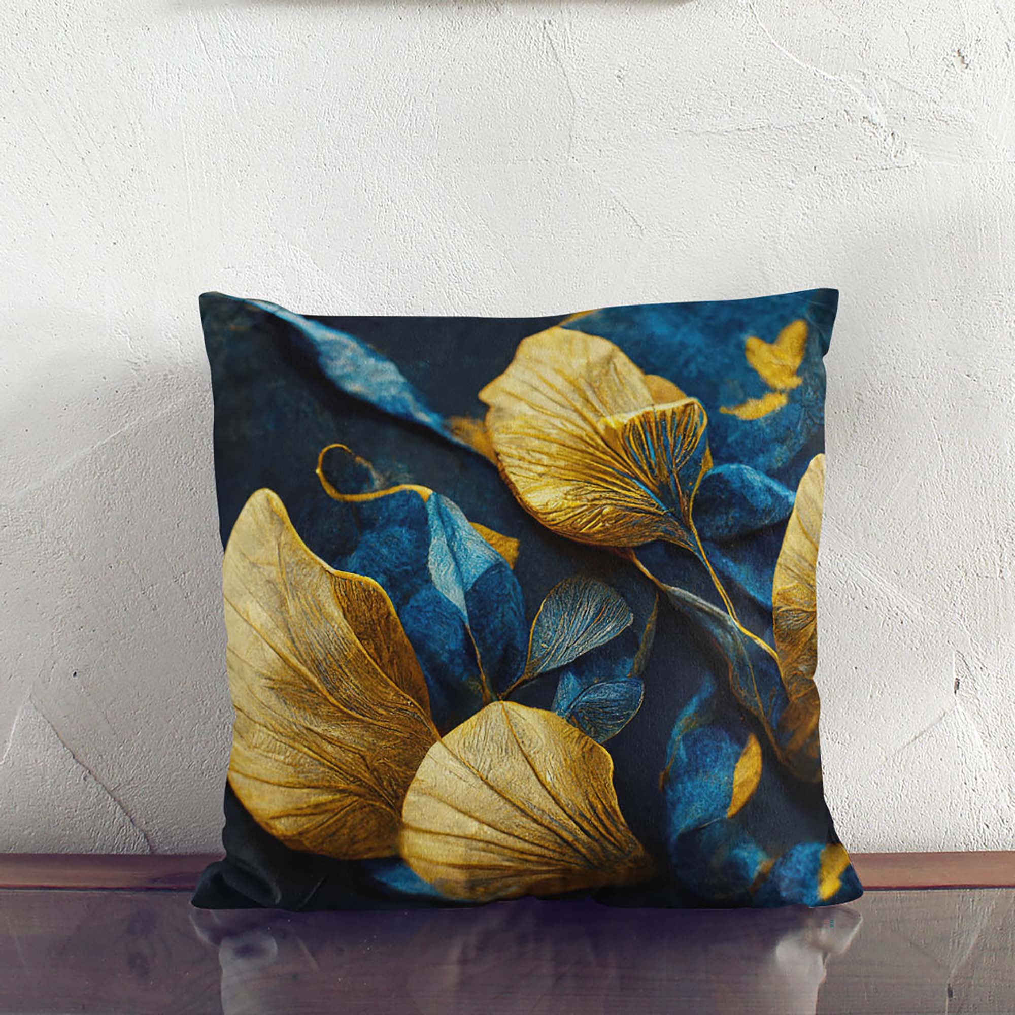 Poduszka Luxury Blue Leaves-Velvet