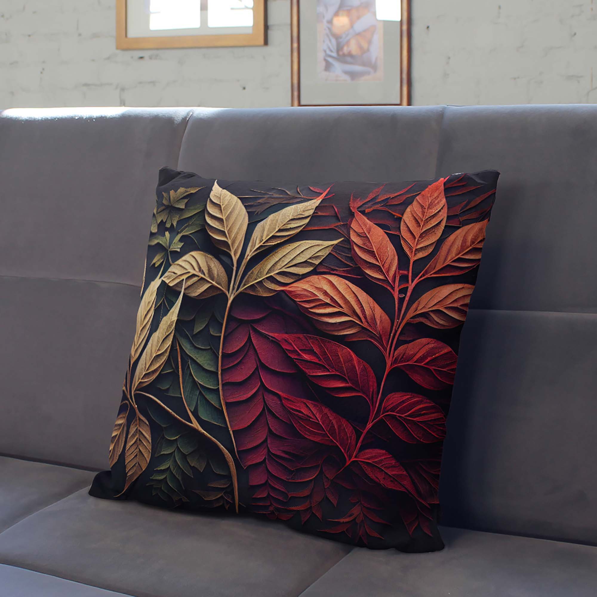 Autumn Leaves Pillow-Velvet