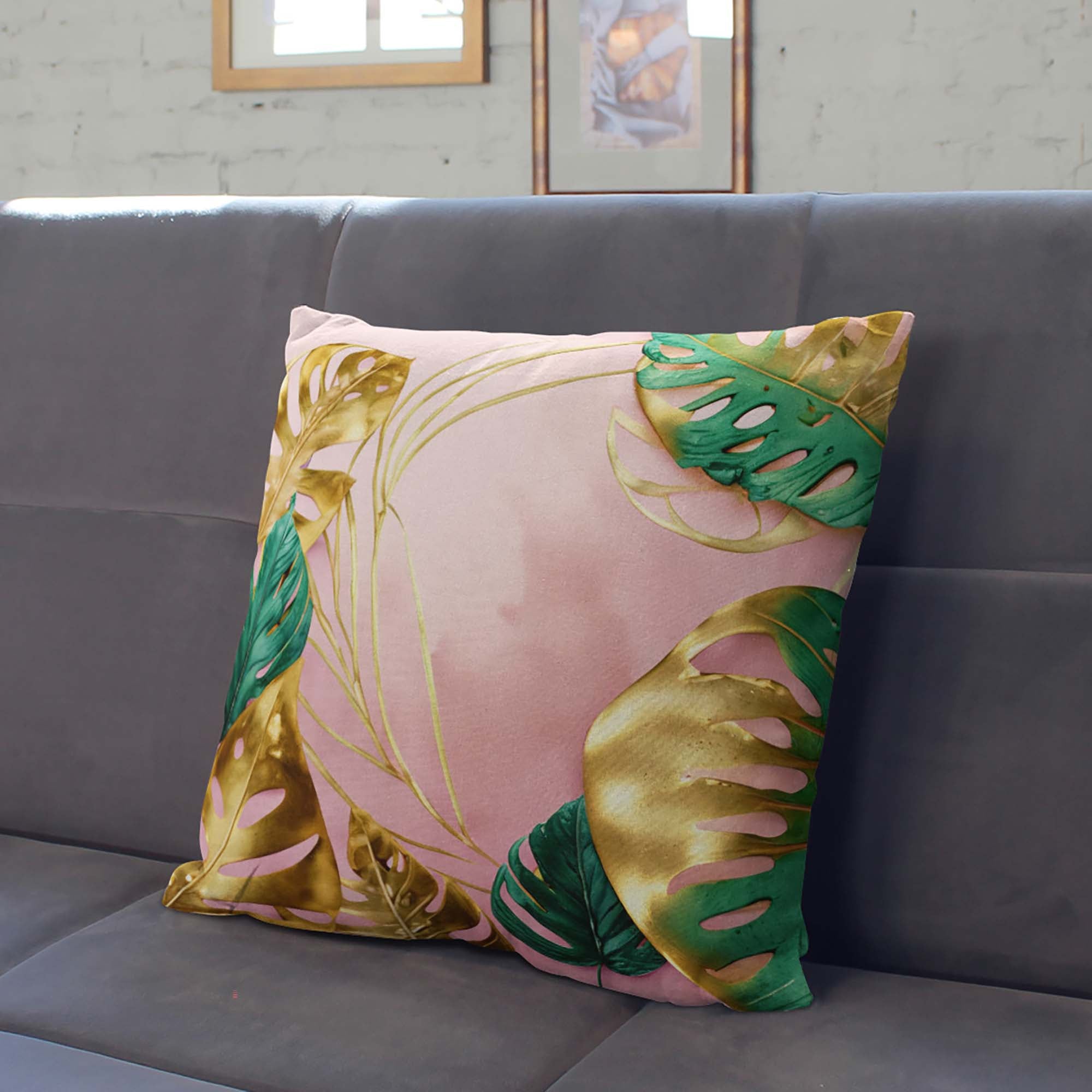 Poduszka Gold Monstera-Oxford