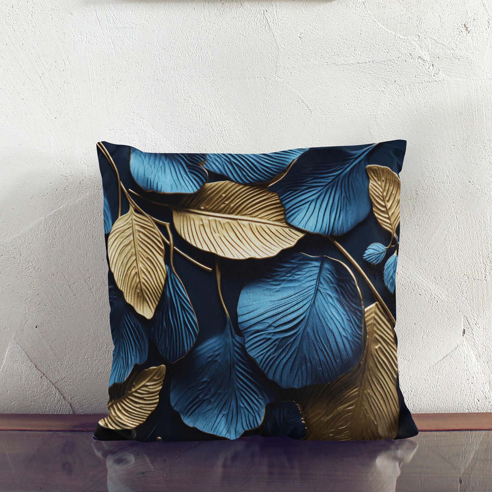 Vankúš Gold and Blue Leaves-Panama