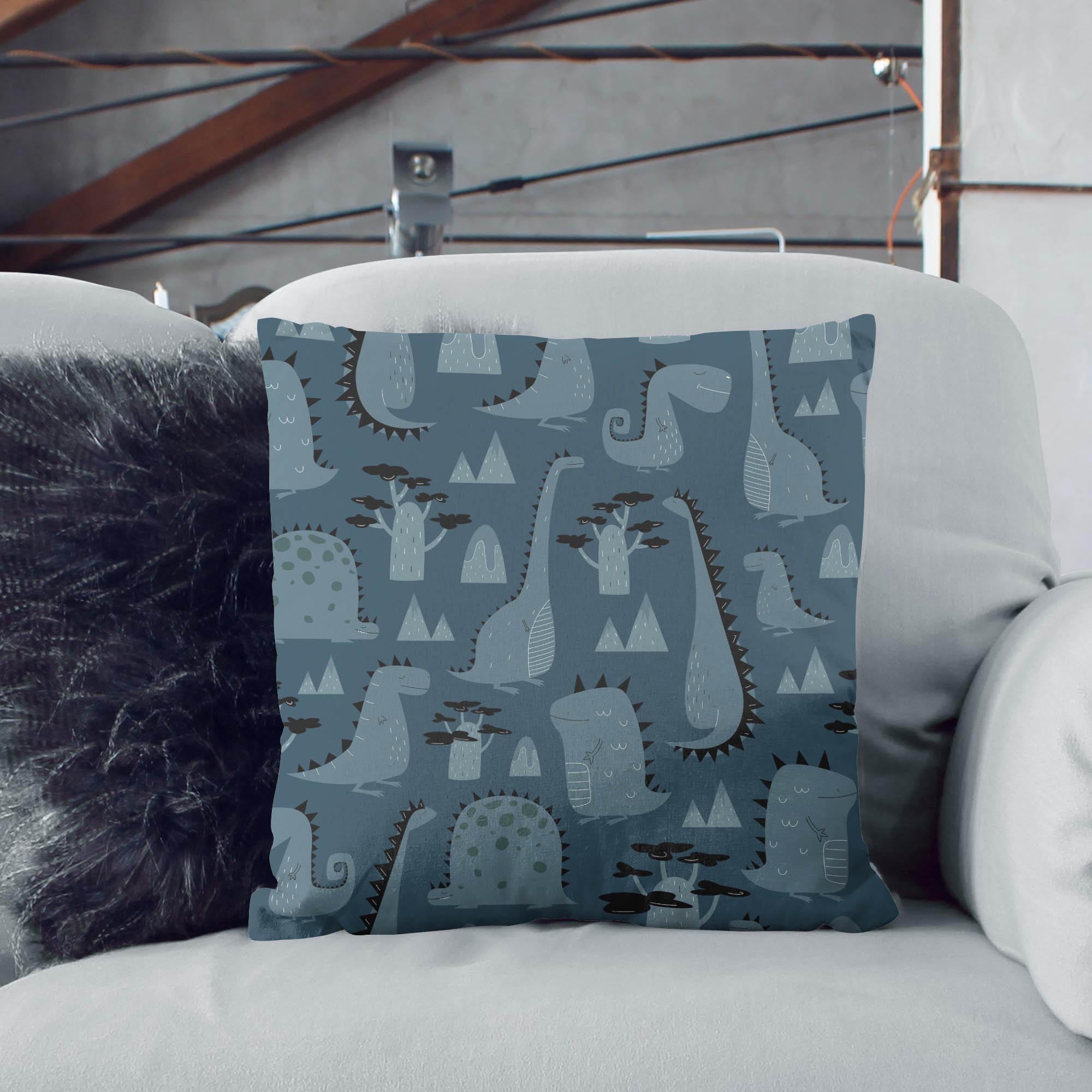 Dark Cartoon Style Dinosaur Pillow-Velvet