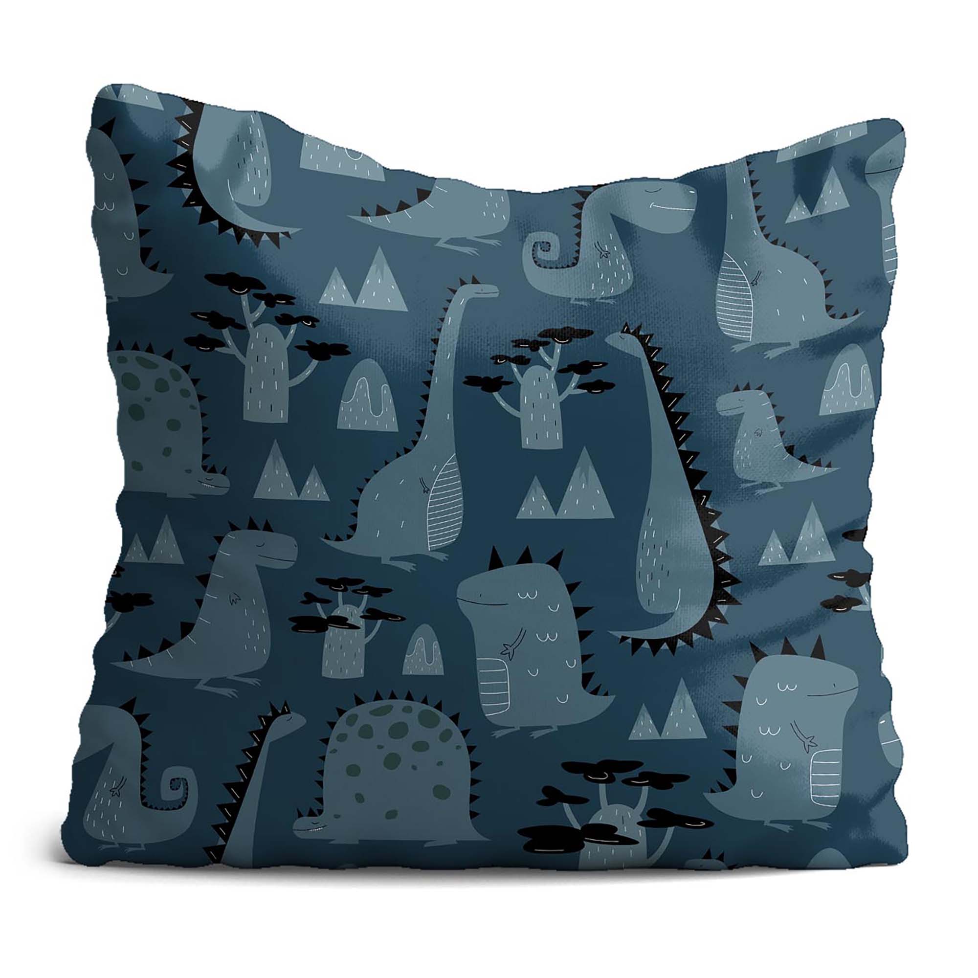 Dark Cartoon Style Dinosaur Pillow-Velvet