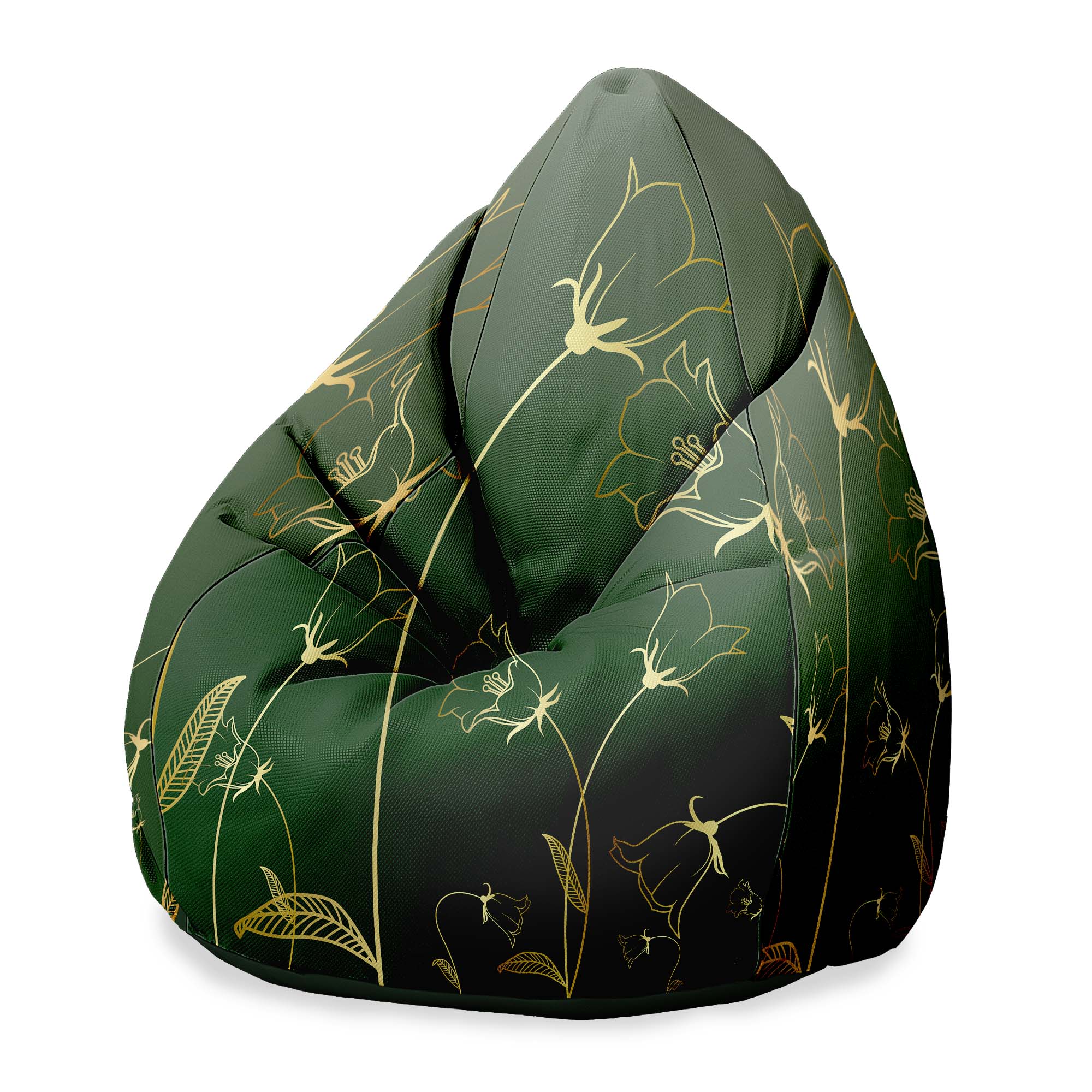 Puf Pearshape Engraving Botanical Pattern