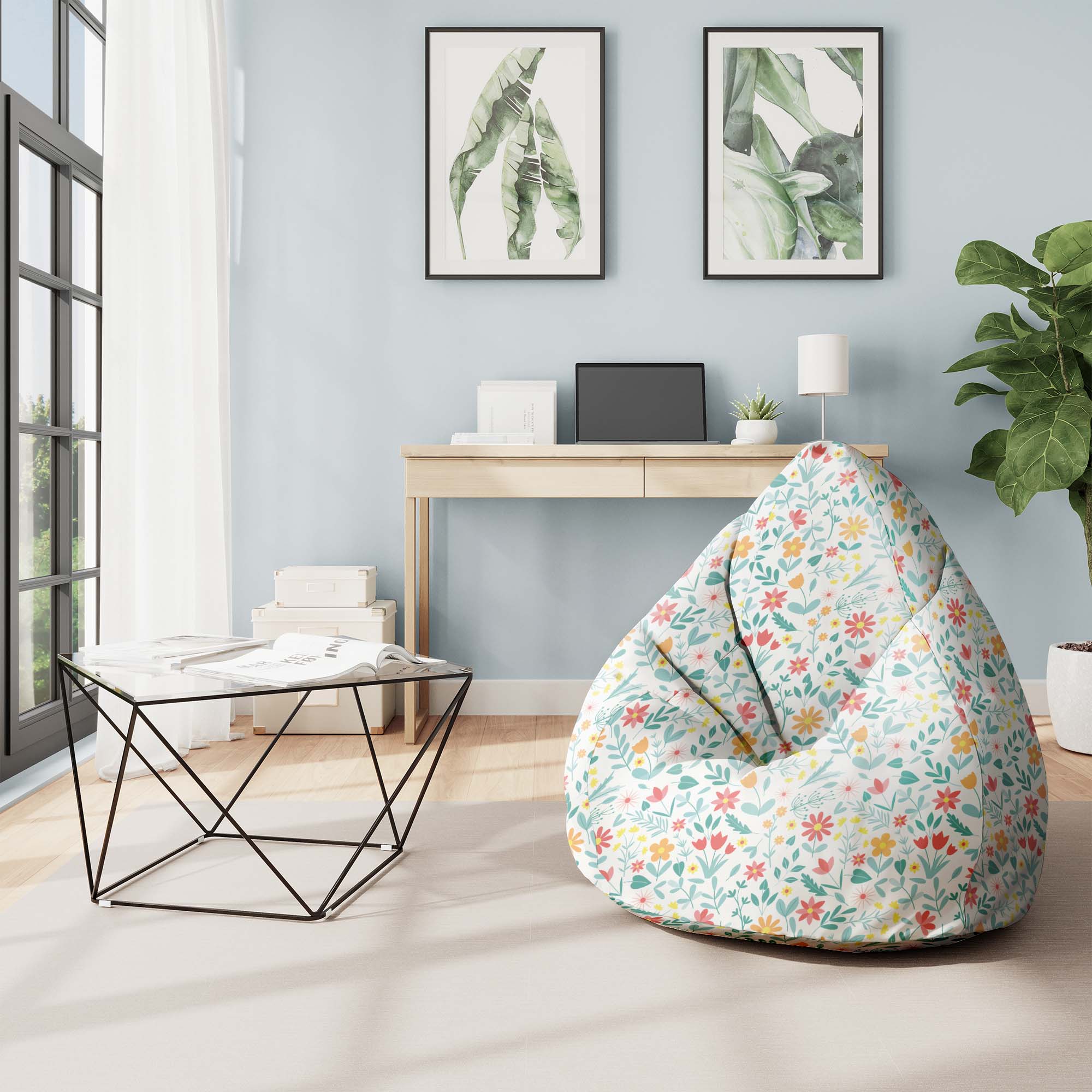 Puf Pearshape Floral Adventure-S-Velvet