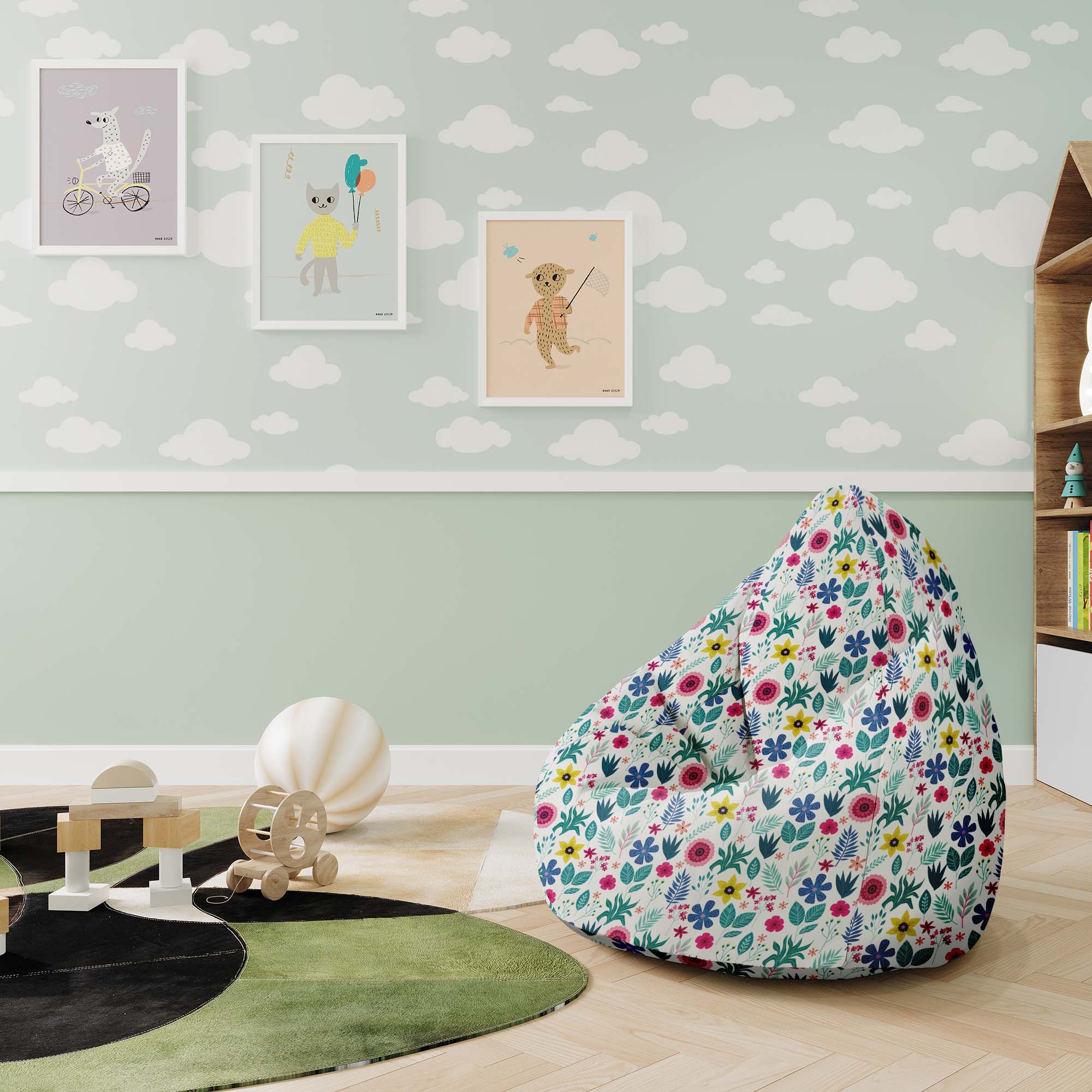 Puf Pearshape Floral Elegance -M-Oxford