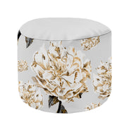 Round Pouf Footstool Floral Peony