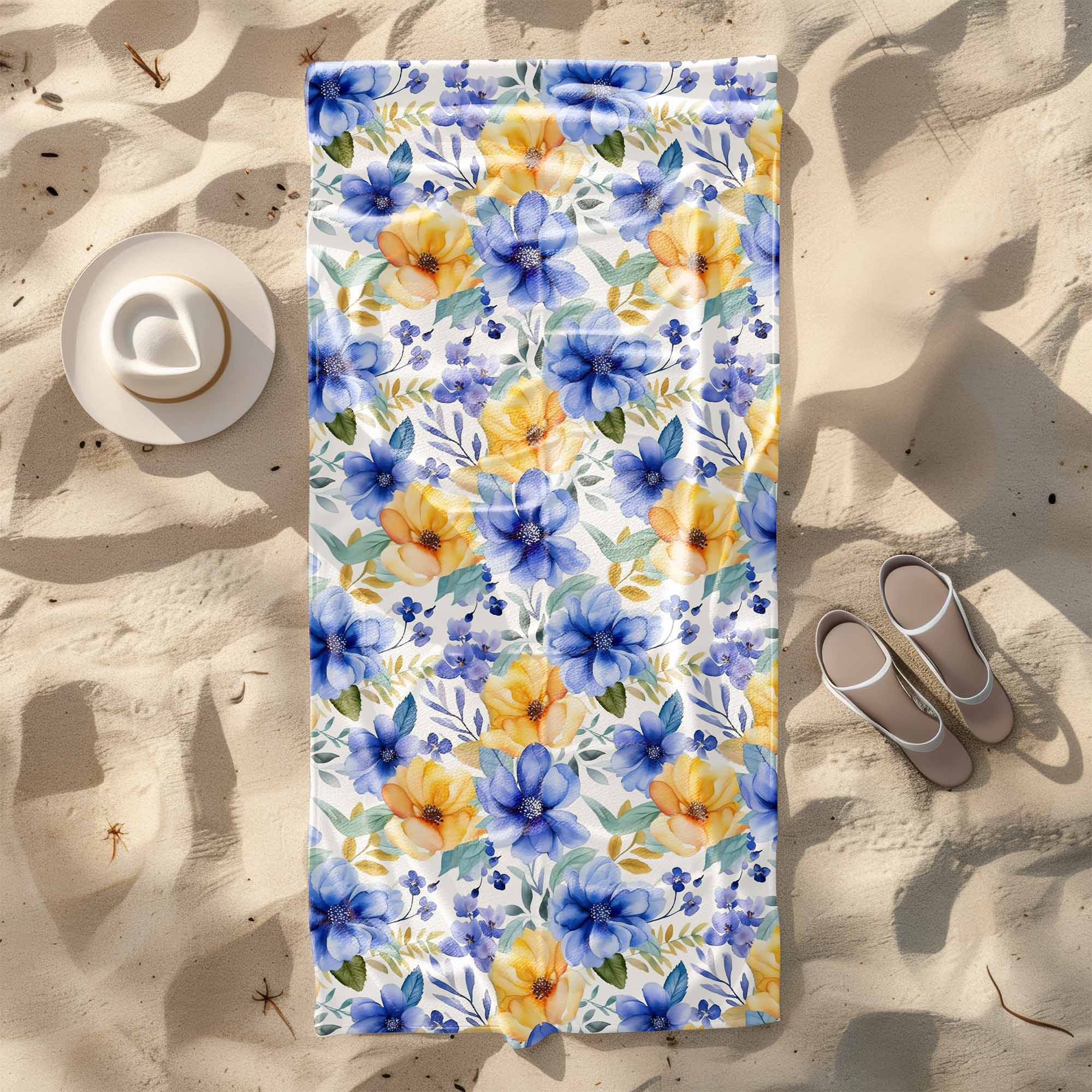 Ręcznik Yellow and Blue Flowers-30x50 cm