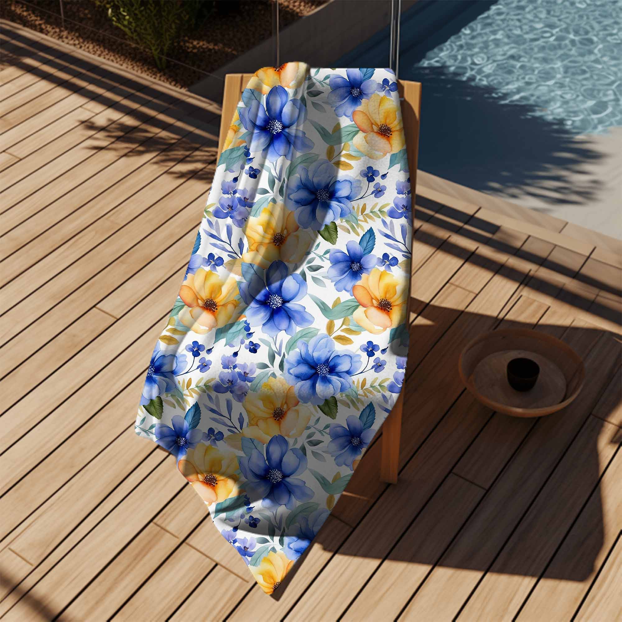 Ręcznik Yellow and Blue Flowers-30x50 cm
