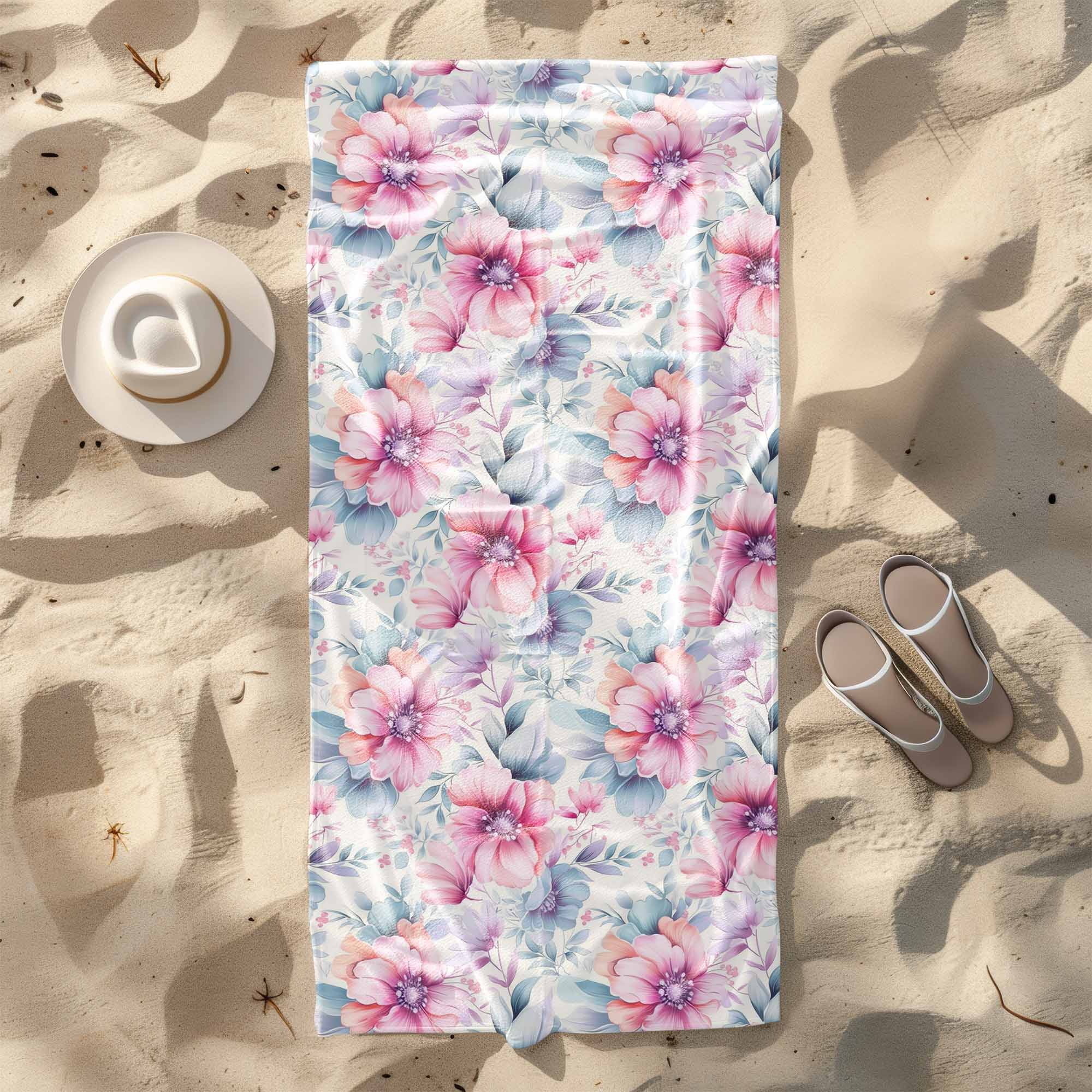 Pastel Flowers Towel-70x140 cm