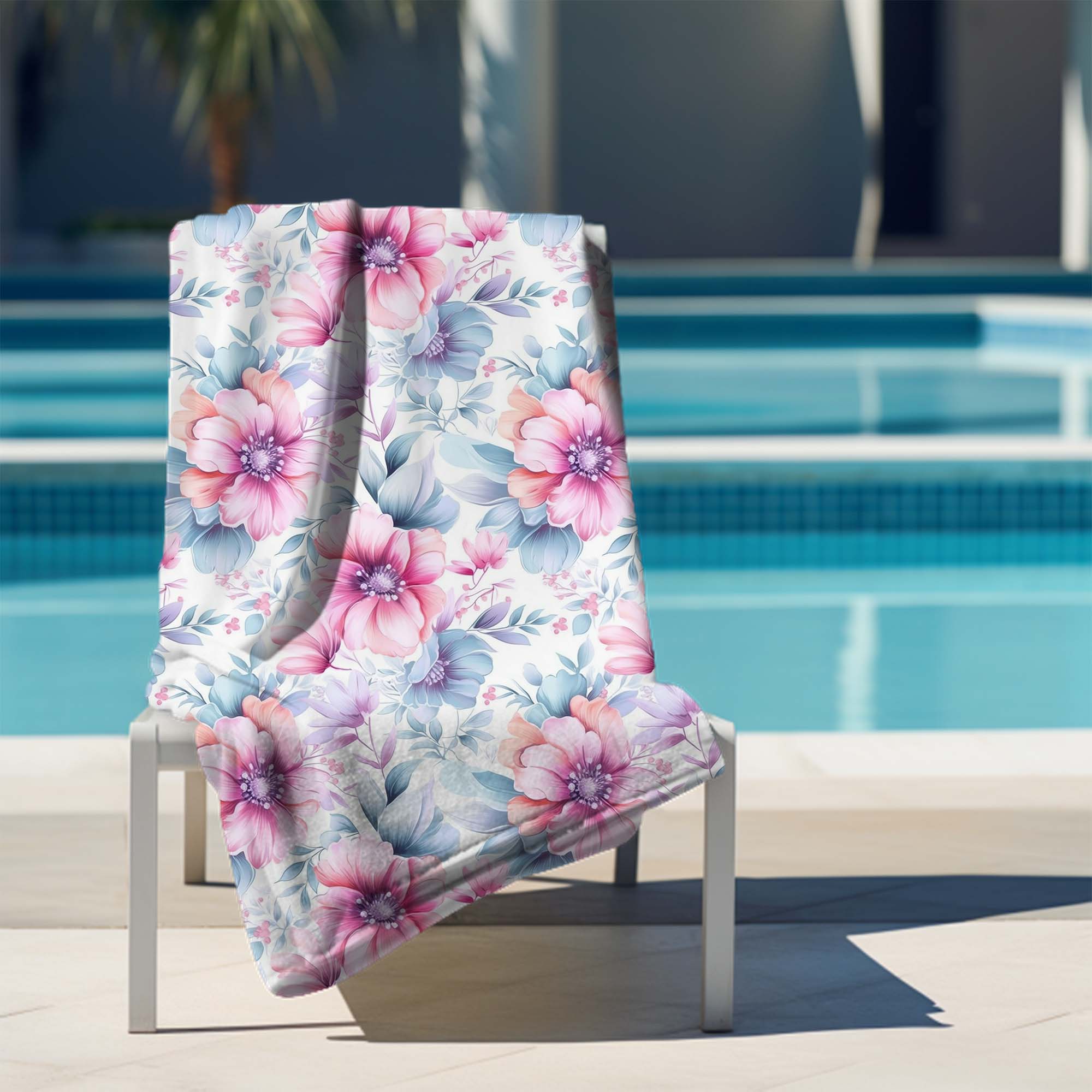 Pastel Flowers Towel-70x140 cm