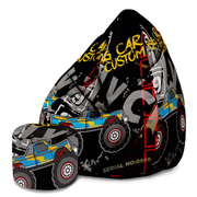 Pearshape Pouf with Footrest Army Car-Oxford