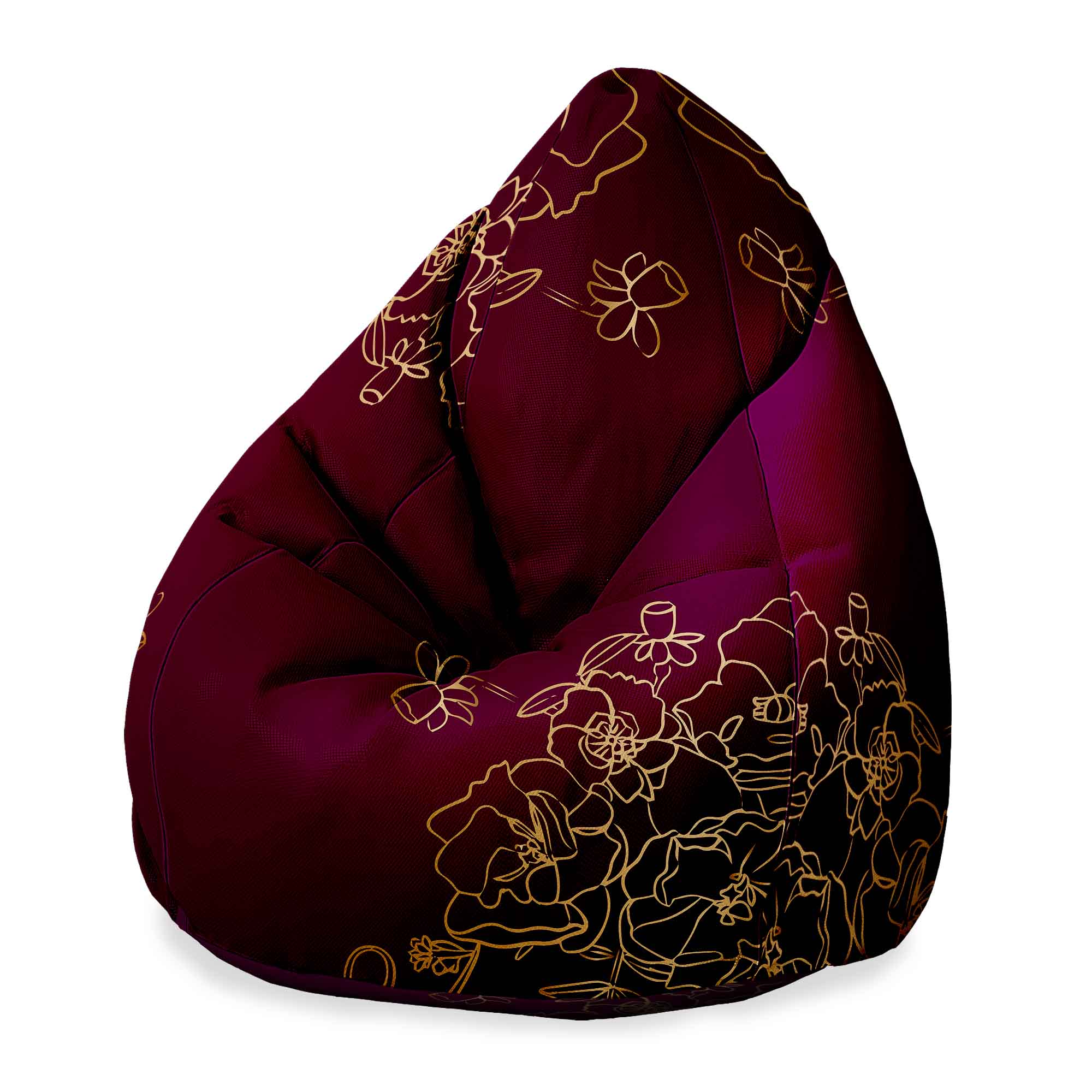 Puf Pearshape Gold Roses-M-Velvet